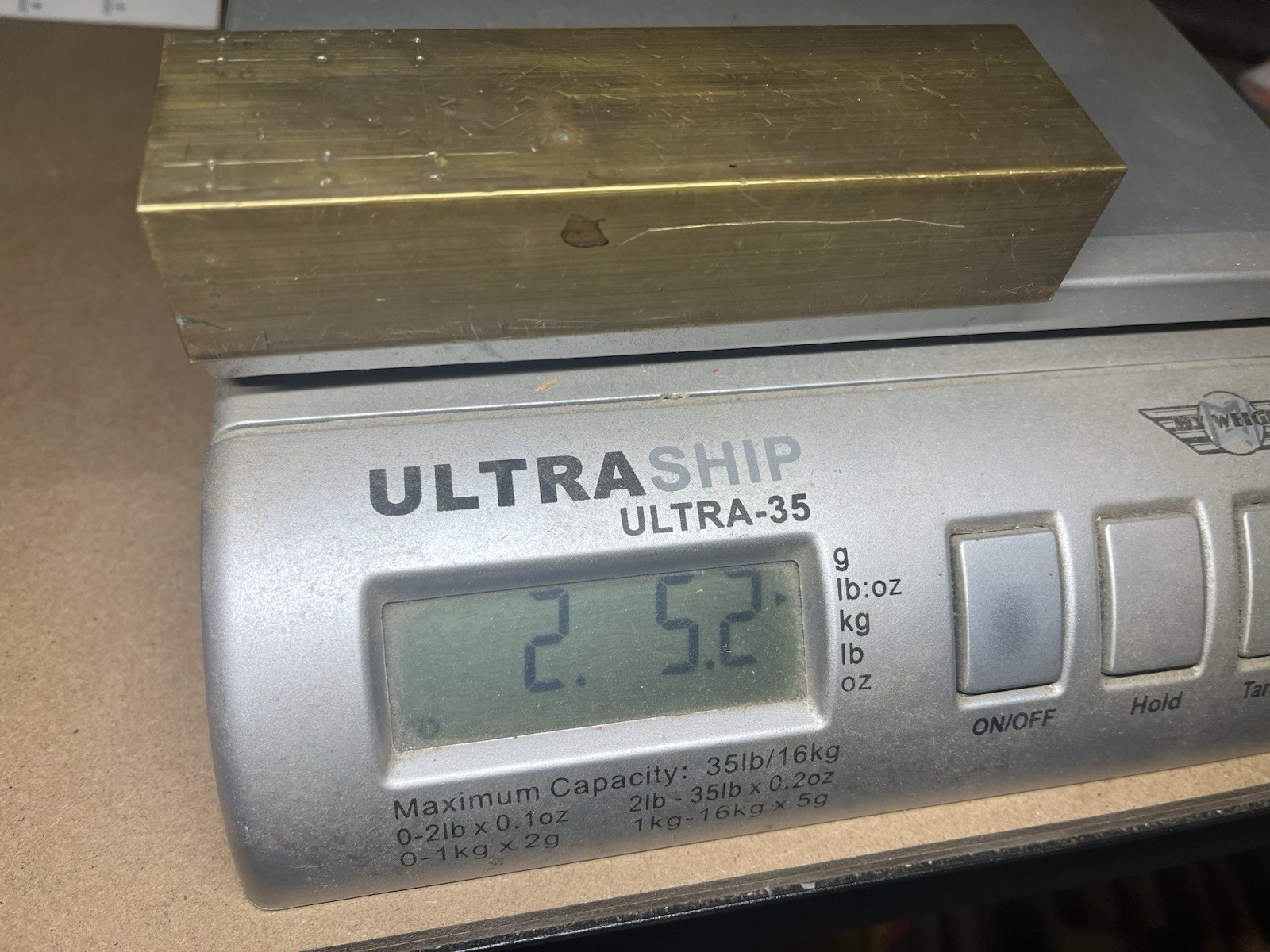 vintage solid brass bar machinist tool 5″ x 1.5″ x 1″ scrap over 2 pounds