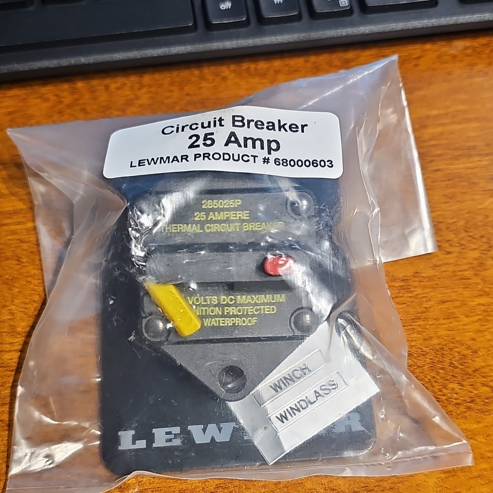 Lewmar 25A 12V DC Waterproof Ignition Protected Thermal Circuit Breaker 68000603