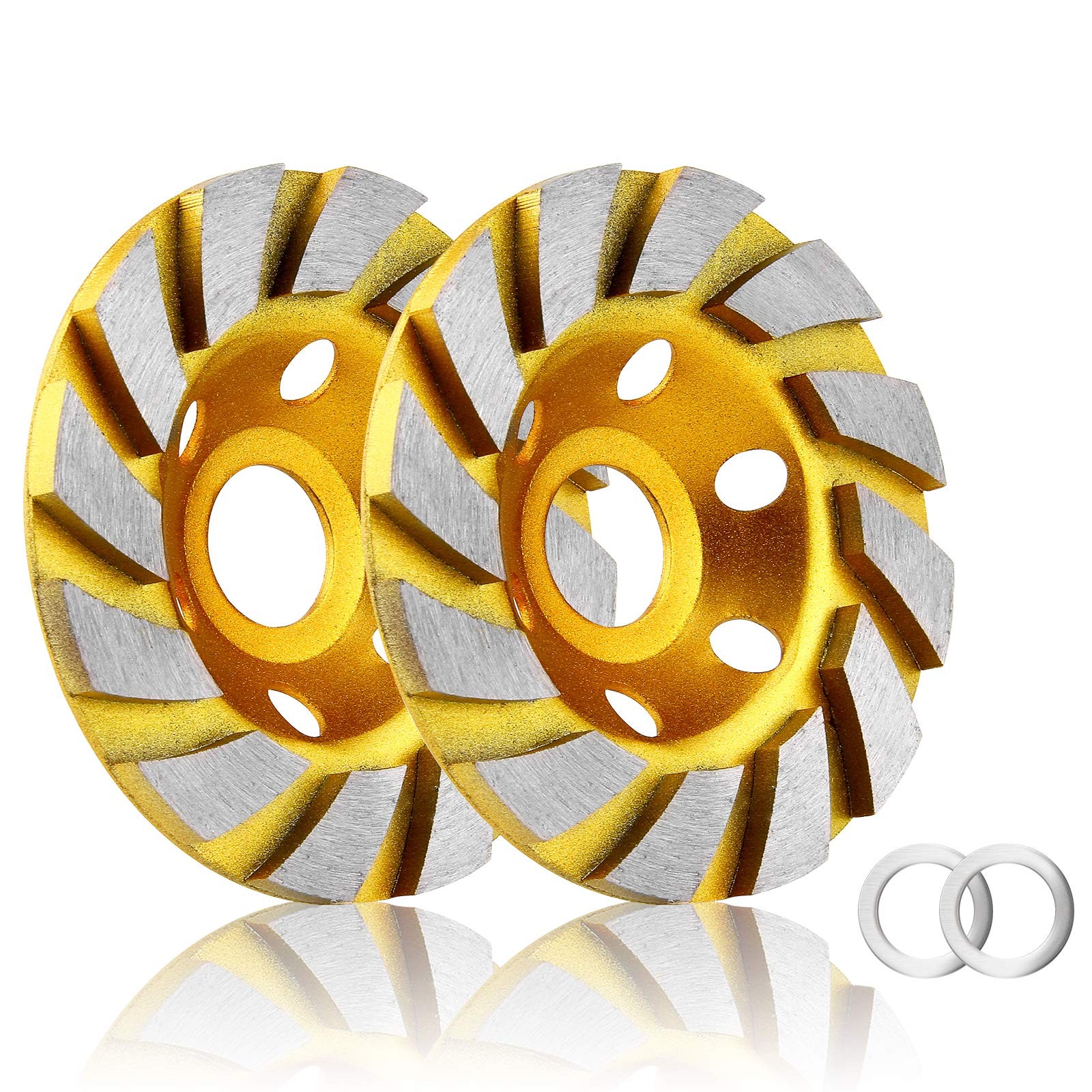 2pcs-4 Inch Concrete Stone Ceramic Turbo Diamond Grinding Cup Wheel,12 Yellow