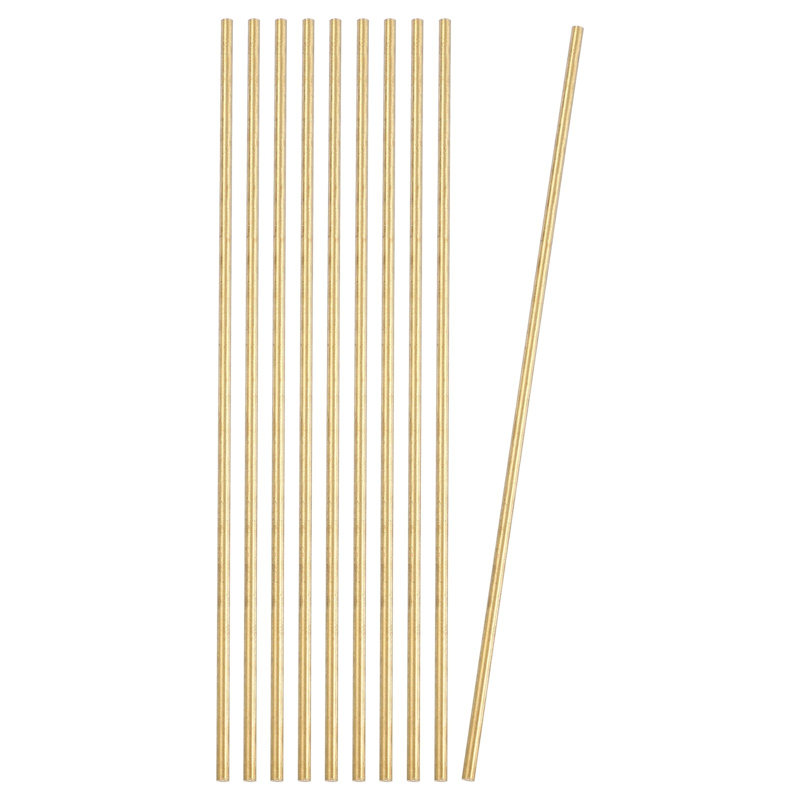 10 Pcs 2mm Dia. 12cm / 4.72 Inch Length Round Brass Rods, Brassy