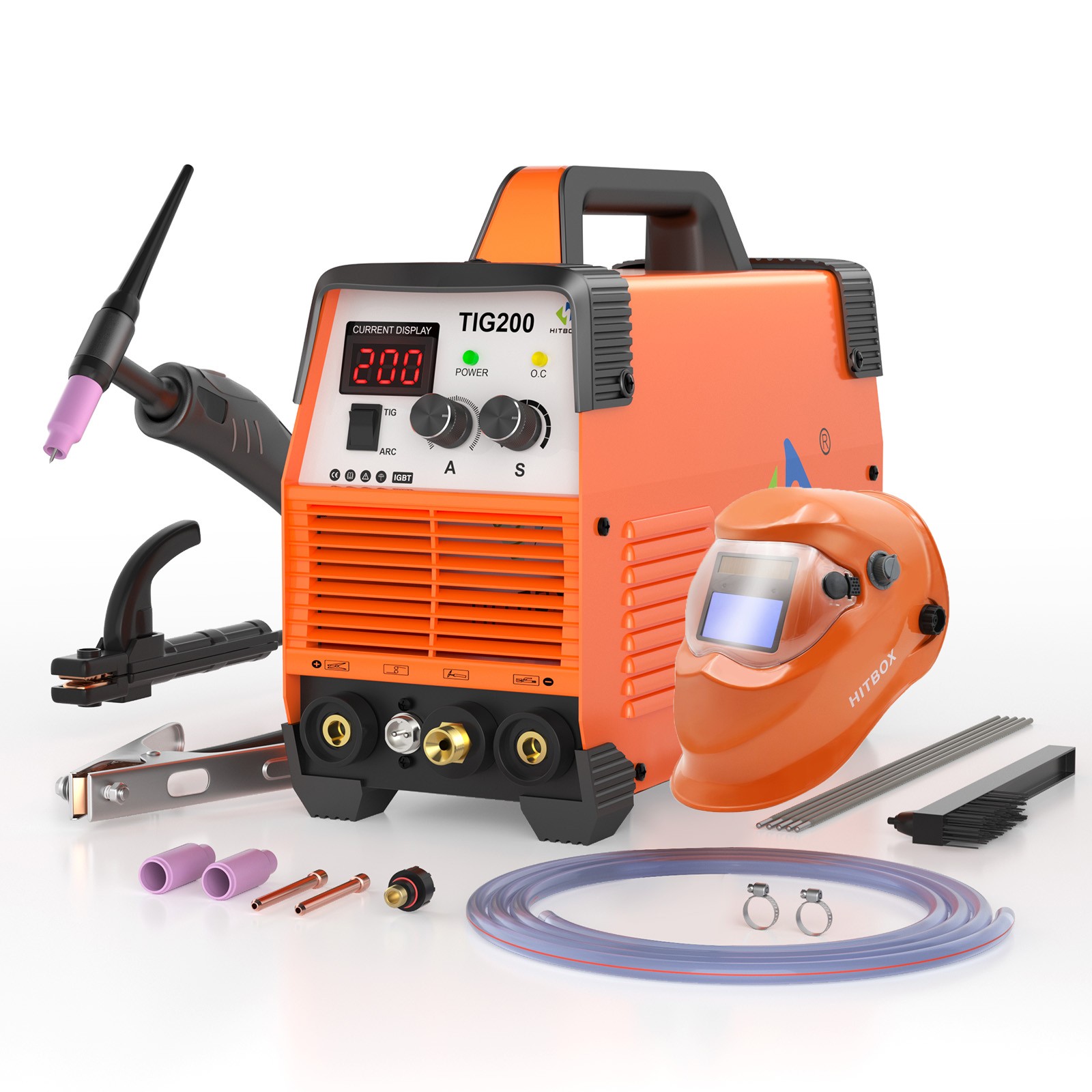 HITBOX TIG Welder 110V/230V 200A Inverter MMA/STICK HF TIG Welding Machine Gas