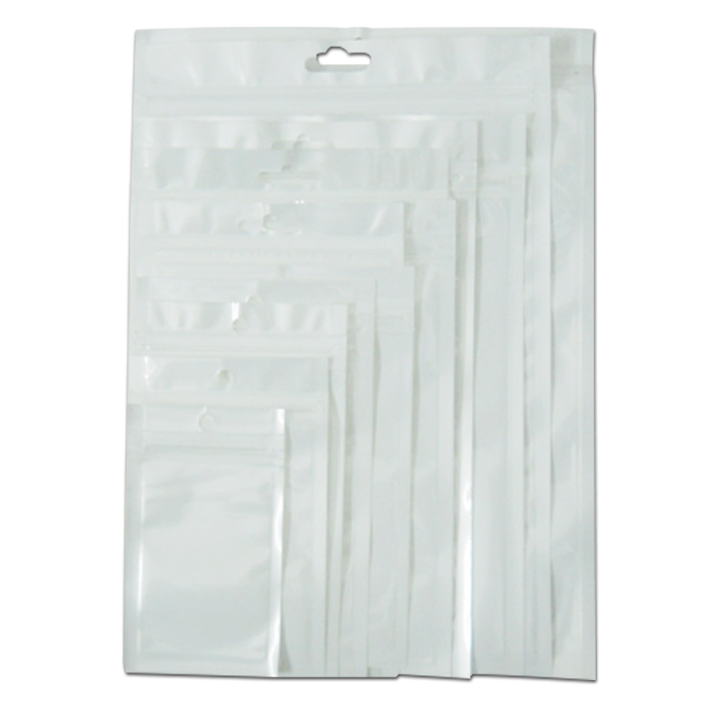 100X For Zip White Clear Plastic Lock Bag Hang Hole Packaging Pouches Accessory