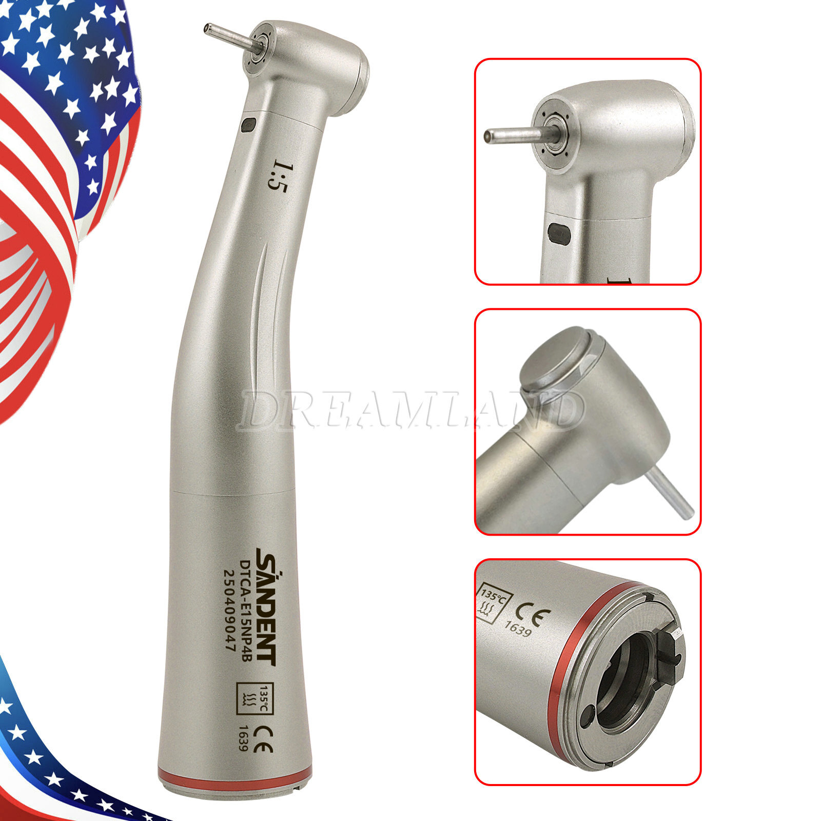 Dental 1:5 LED Fiber Optic Contra Angle Handpiece 4 Sprays Fit NSK Ti-MAX X95L