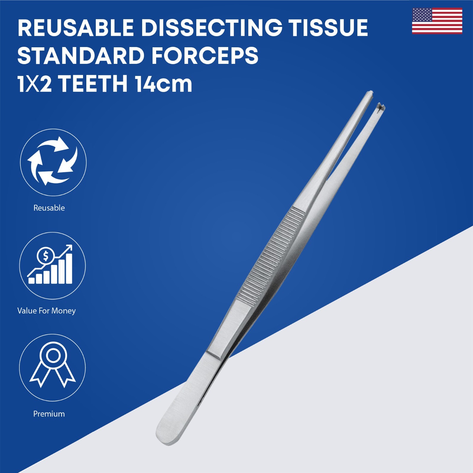 Dissecting Standard Forceps 1×2 Teeth Stainless Steel Surgical Instruments