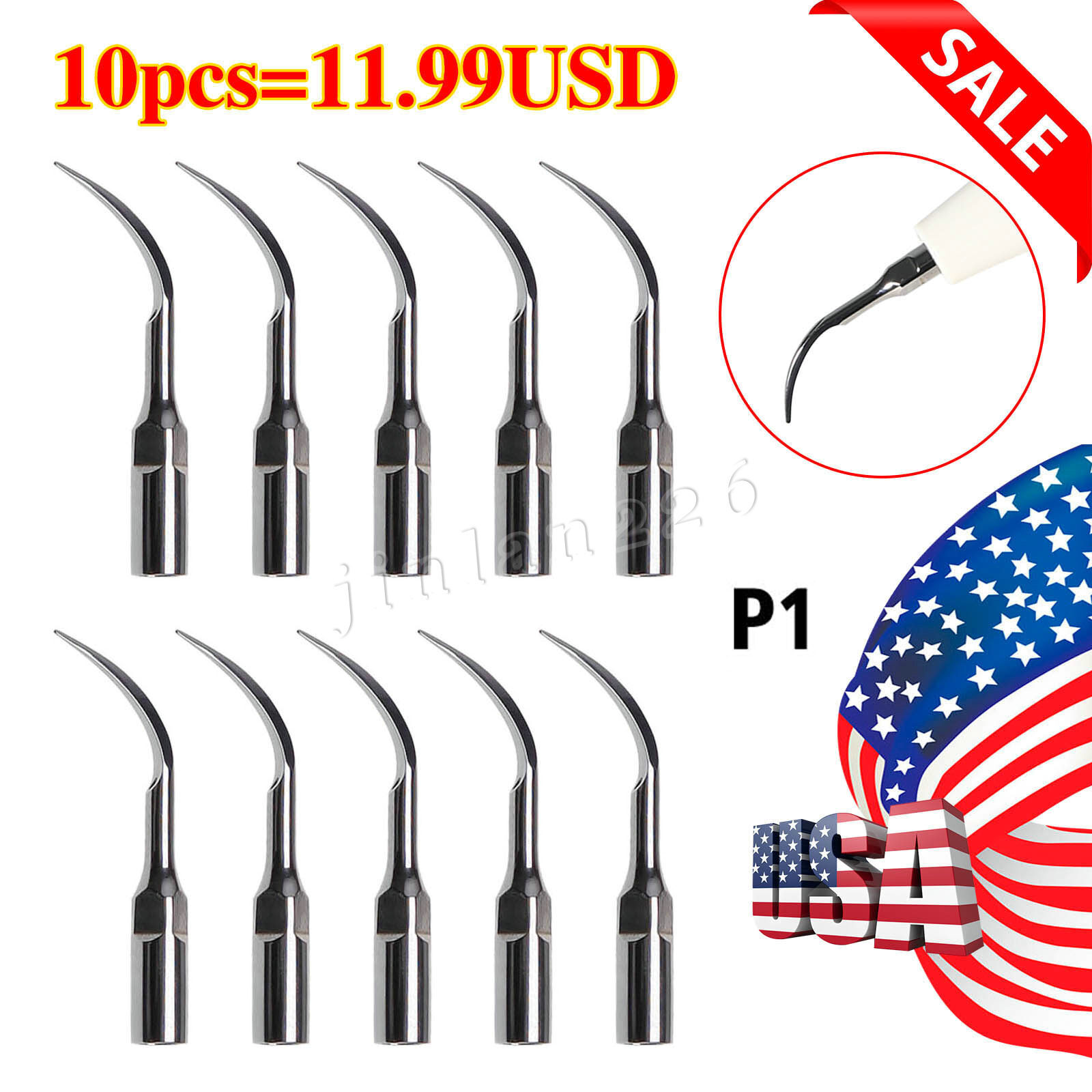 10 X Puntas de escalador ultrasónico dental P1 Fit EMS Cavitron pieza de mano