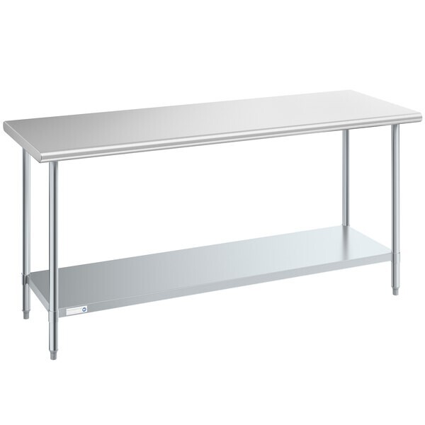 24″W x 72″L Stainless Steel Prep and Work Restaurant Table with Undershelf