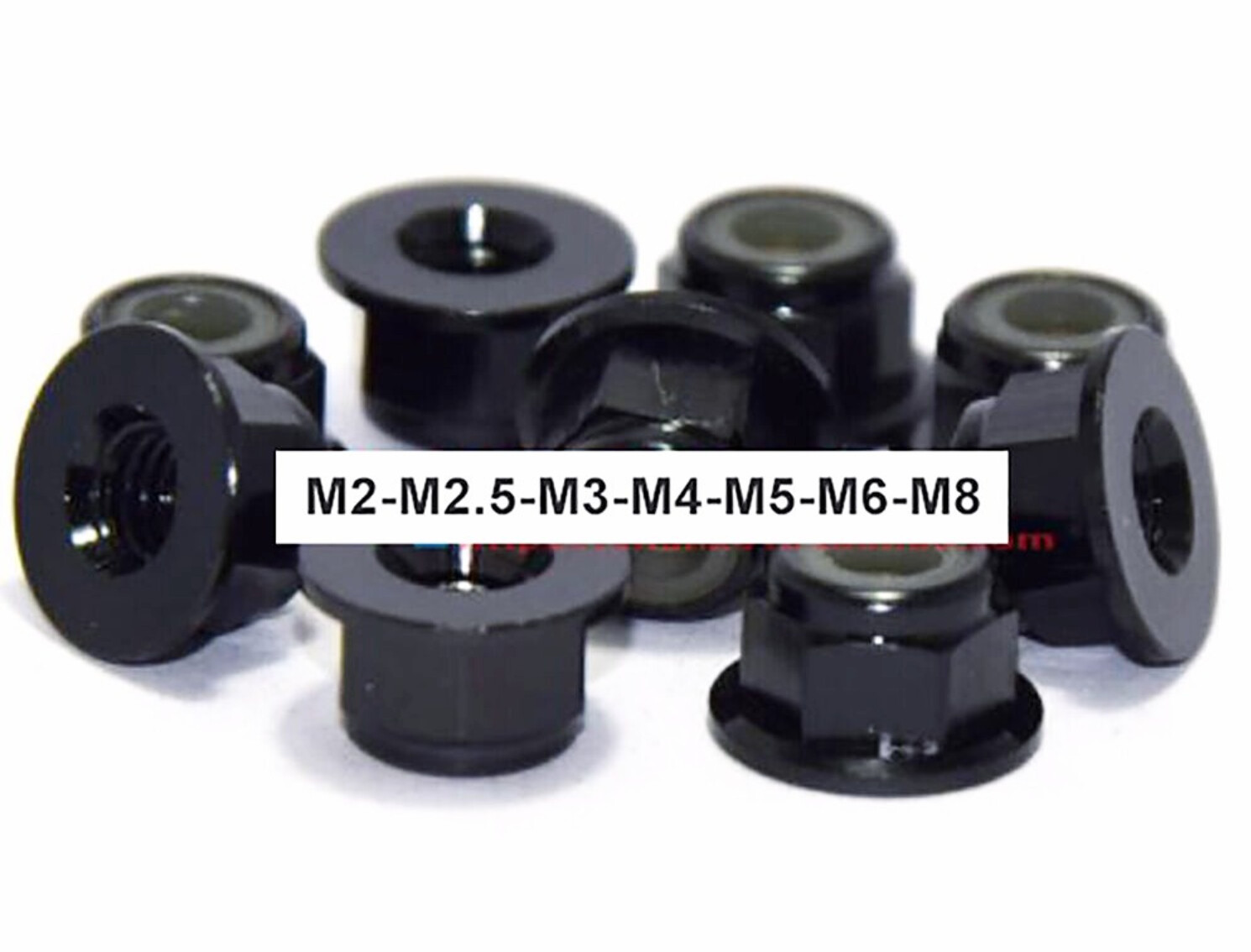 Black Aluminum Alloy Flanged Nyloc Nuts Flange Nylon Insert Locking Nut M2-M8