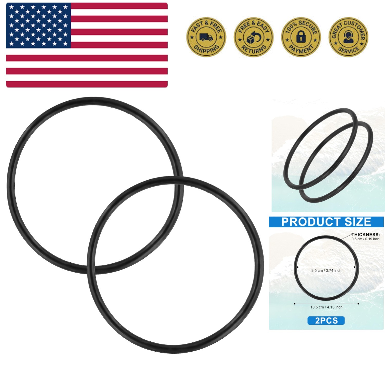 2pcs R172009 O-Ring for Pentair Model 300/320 Pool and Spa Chlorinator Lid, P…