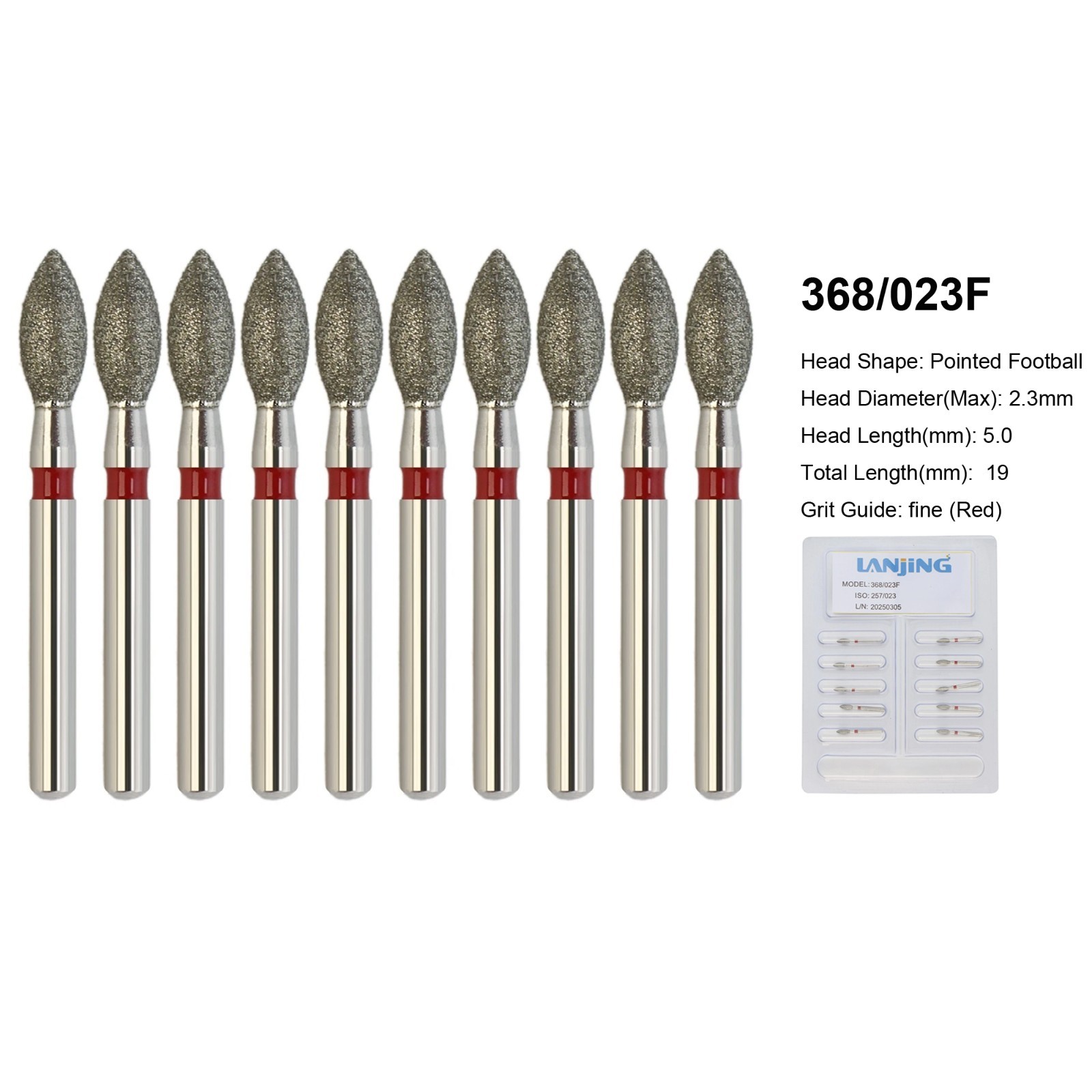 Diamond Burs Dental Zirconia Cutter Diamond Bur FG Football Round End Taper Pear