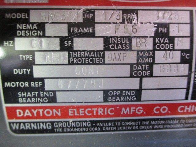 NEW DAYTON AC EXPLOSION PROOF INDUCTION MOTOR 1/3 HP, 1725 RPM, 1-PH 6K036J