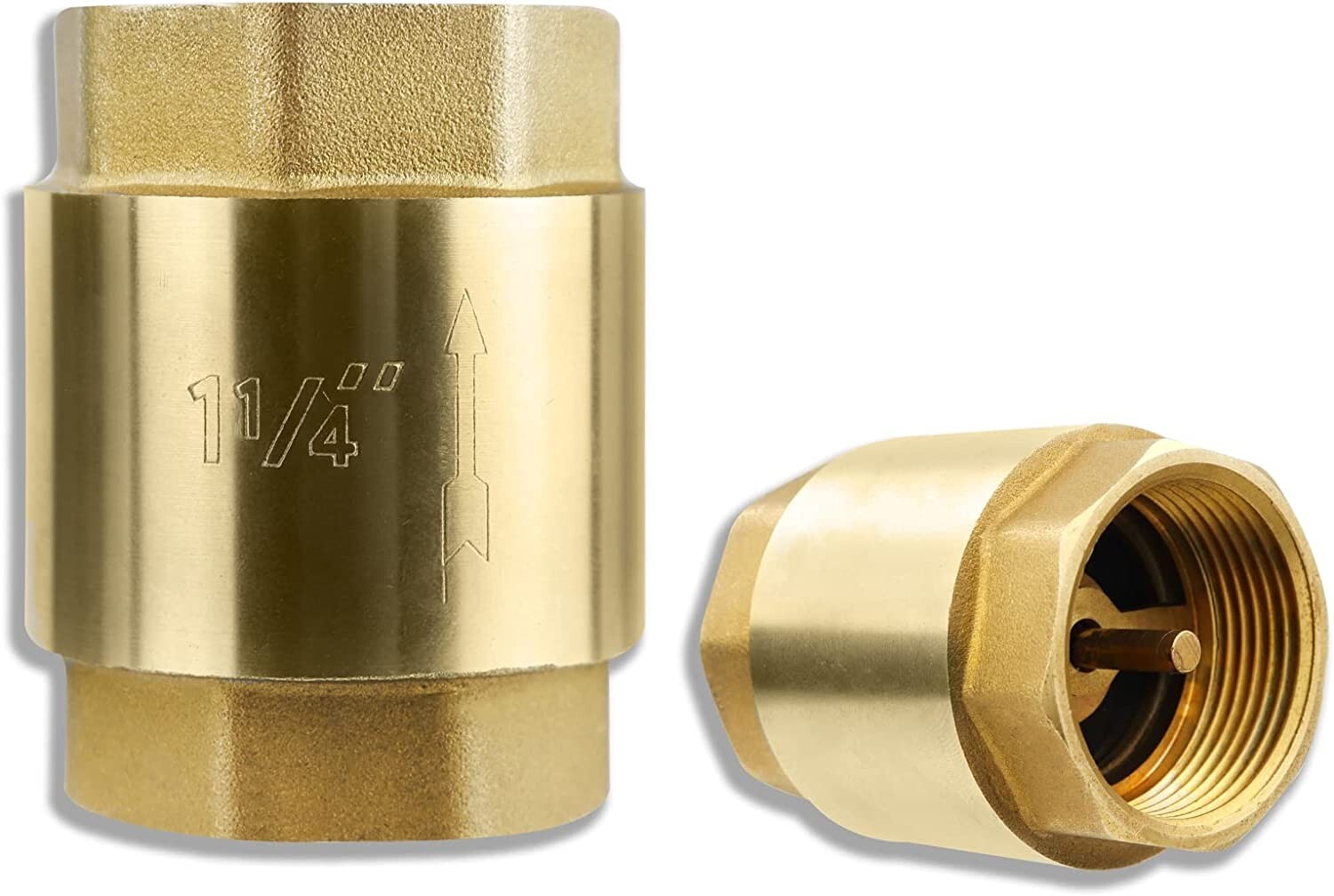 1-1/4″ In-Line Check Valve, Brass Female Pipe Thread for Most Pumps, 200 psi