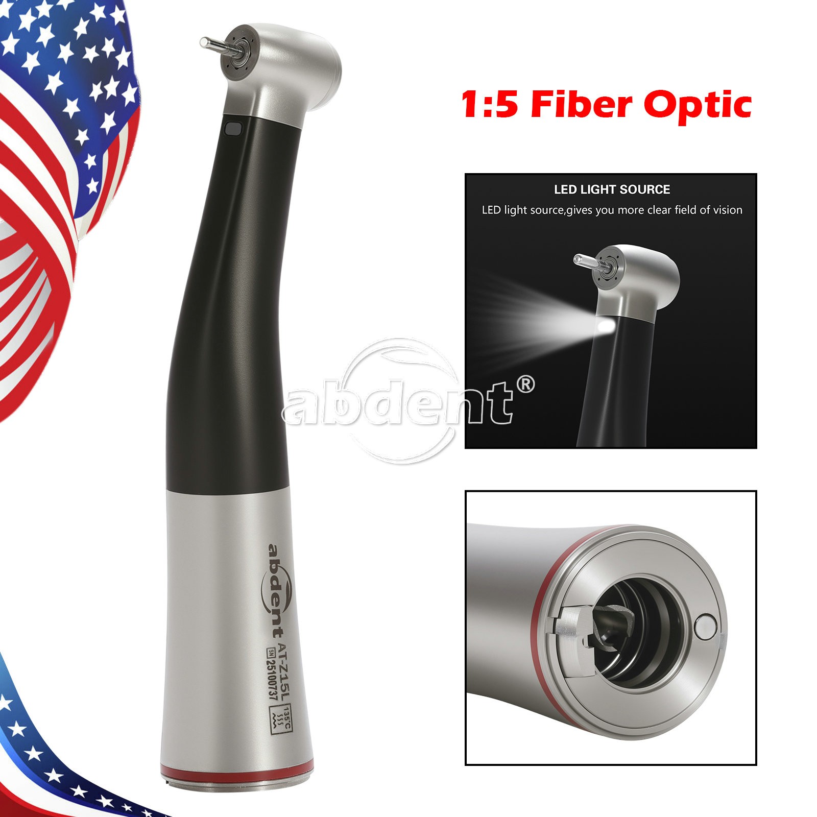 Light abdent 1:5 Electric Handpiece LED Fiber Optic Increasing Contra Angle