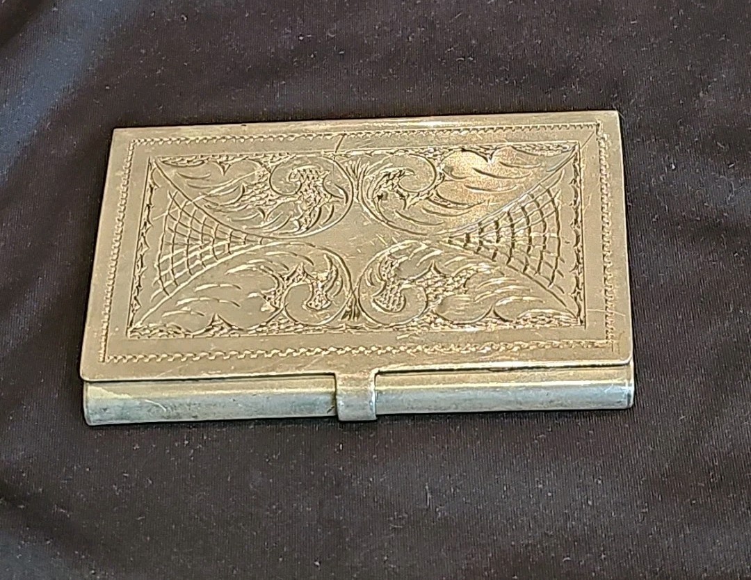Sterling Silver .925 Business Card Case Holder Engraved 71 Grams Free ship