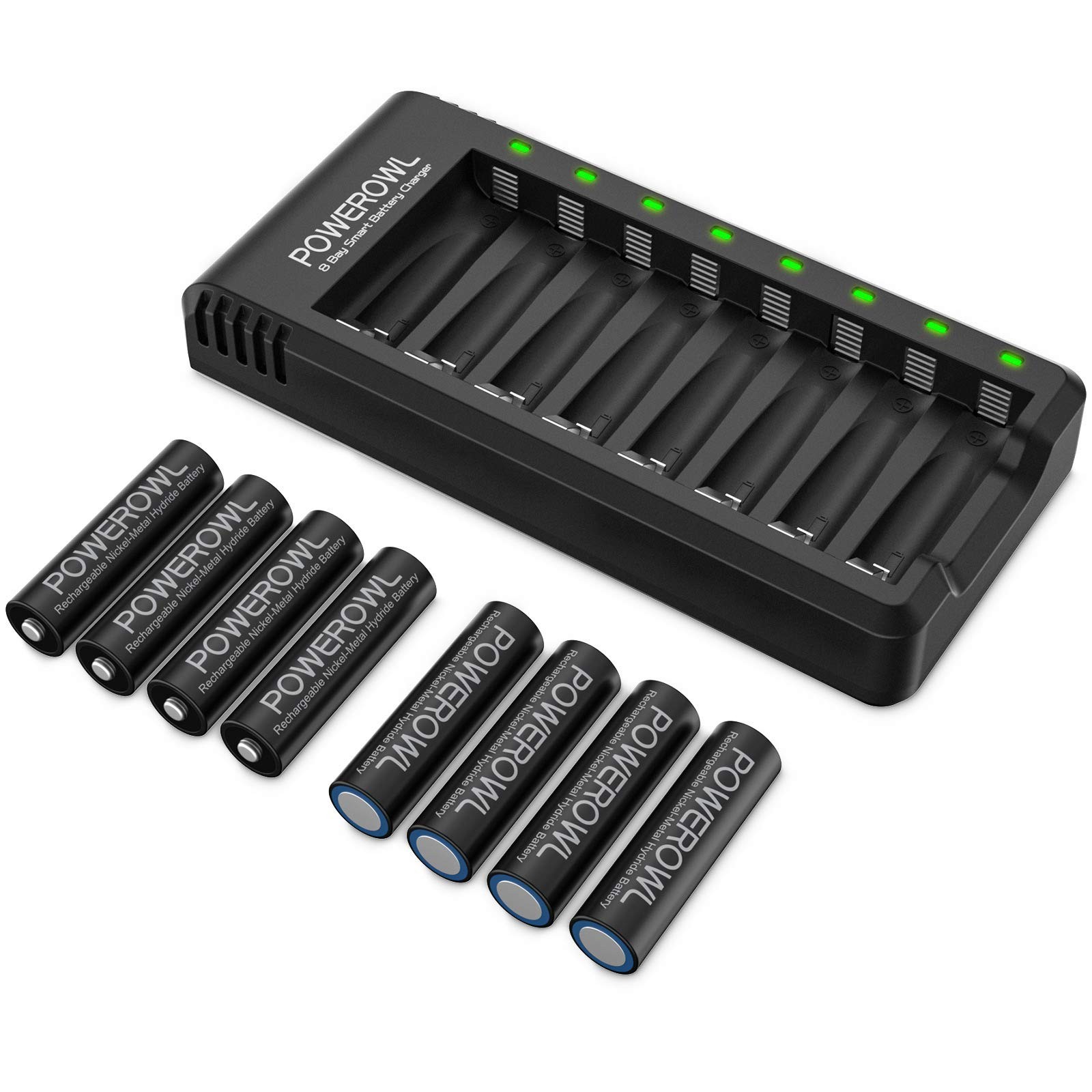 Powerowl Rechargeable Aa Batteries Charger 8 Pack Of 2800Mah High Capacity Self