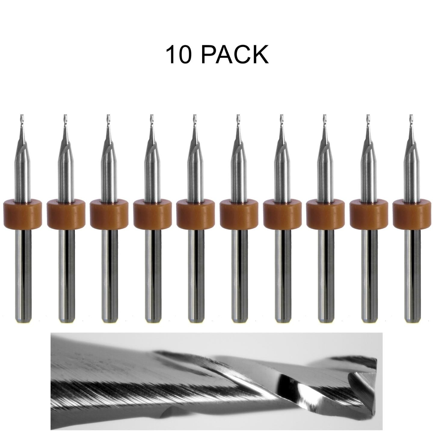 1/32″ Carbide PCB CNC End Mills 2 Flute Square End 1/8 Shank 10 Pc Kyocera