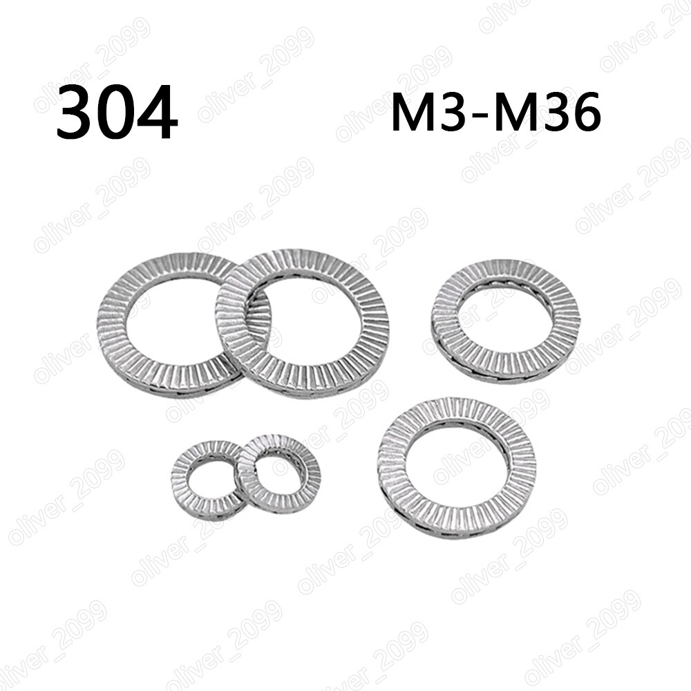 304 Stainless Steel Dual-Stacked Self-Locking Washers M3 M4 M5 M6 M8 M10 M12 M36