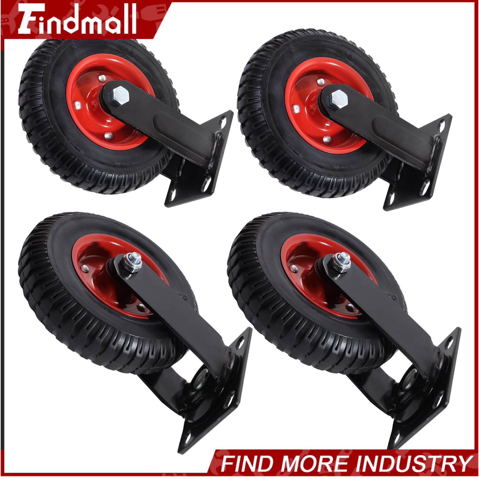 Findmall 8 Inch 4 Pack Heavy Duty Swivel Caster Wheels 2 Swivel And 2 Fixed