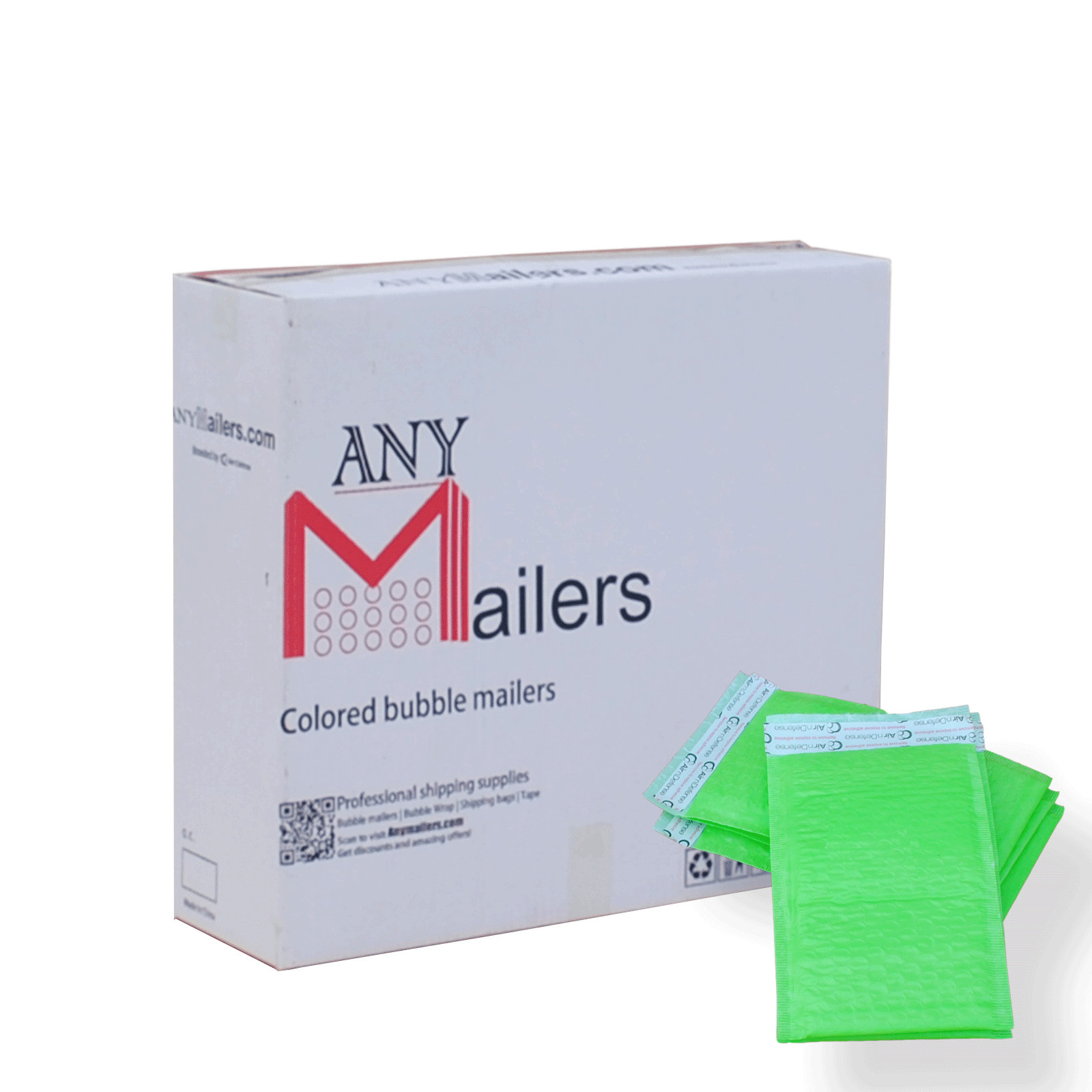 AirnDefense 500 #000 4X8″ Green Poly Bubble Mailers Shipping Padded Envelope