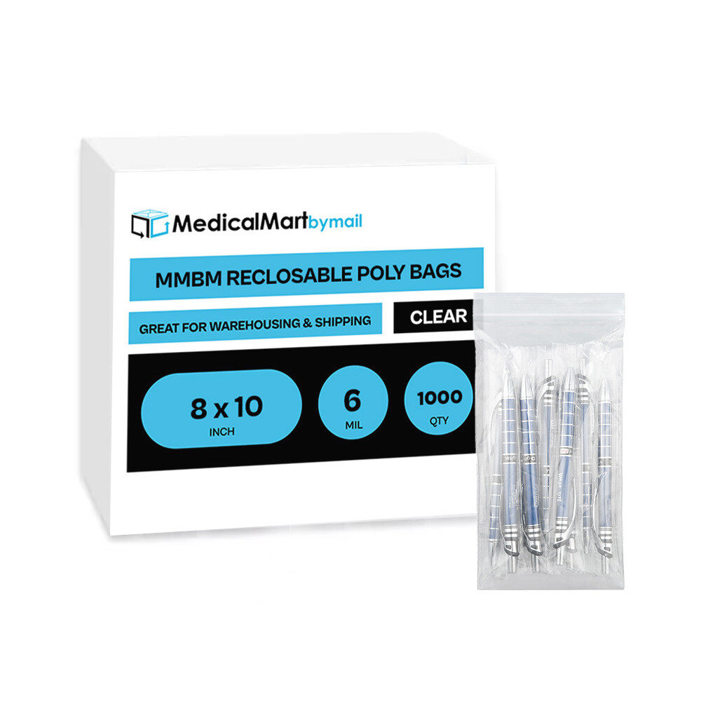 1000 Pack of 8×10 Reclosable Resealable Clear Zip Lock Plastic Bags 6 Mil Thick