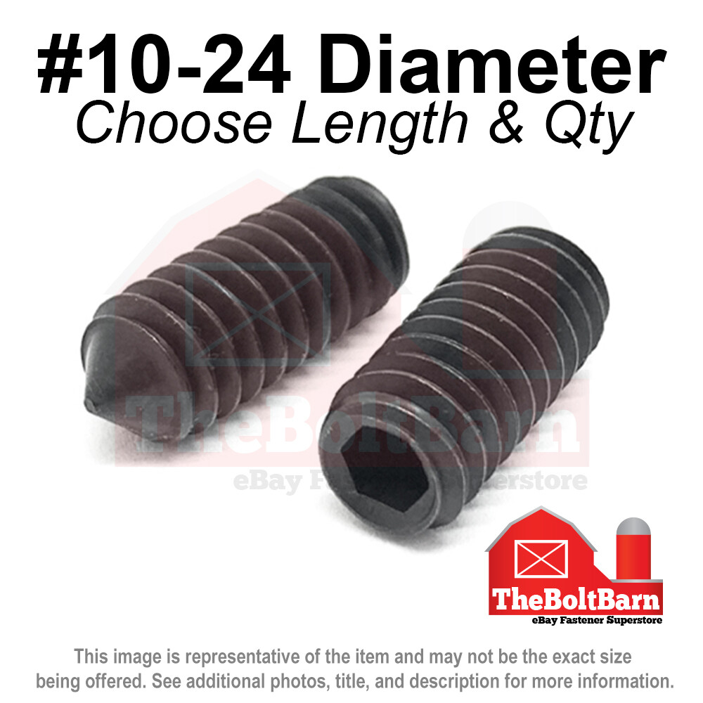 #10-24 Alloy Cone Point Allen Socket Set Screw Coarse Black Oxide (Pick Size)