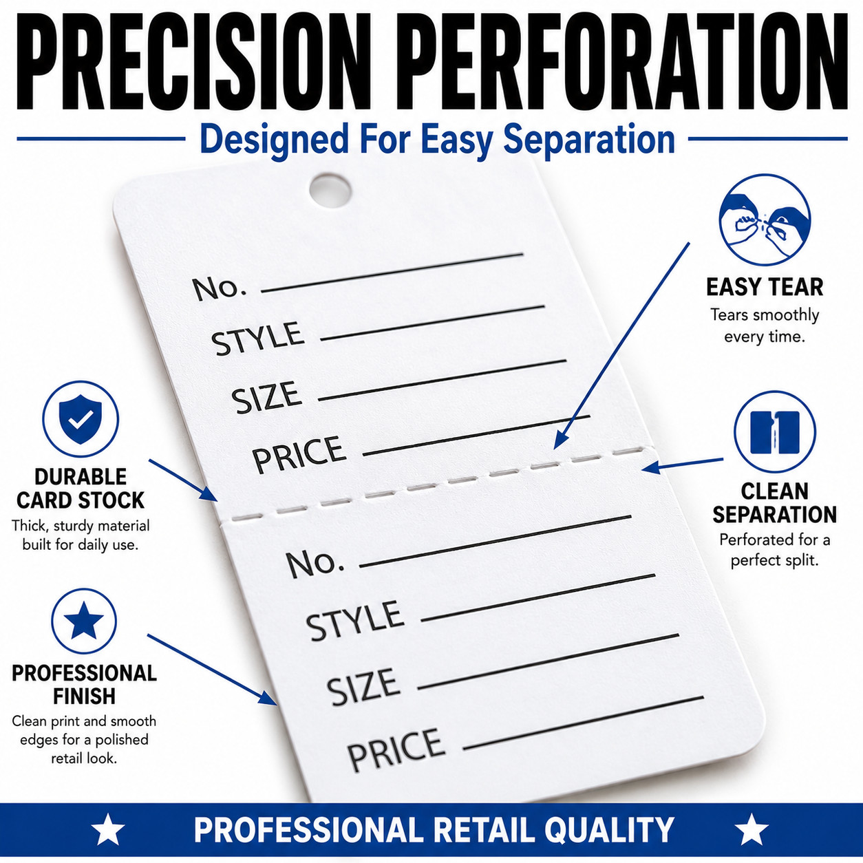 1000-10000 White Coupon Price Tags 1-1/4″ x 1-7/8″ Unstrung Perforated