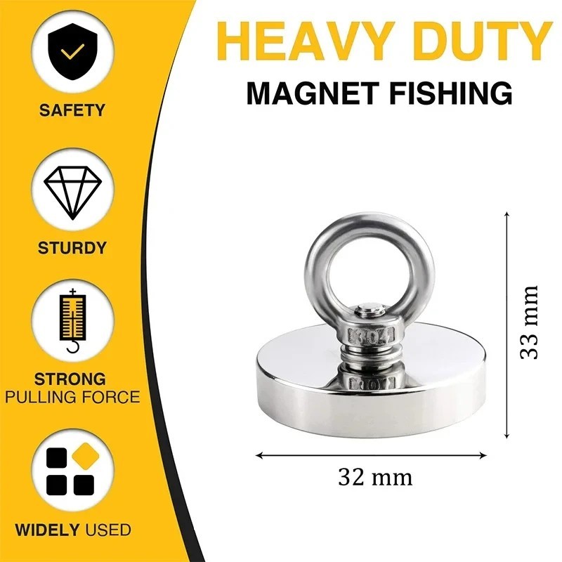 Neodymium Magnet with Eyebolt Countersunk Mount Round Lifting Magnet