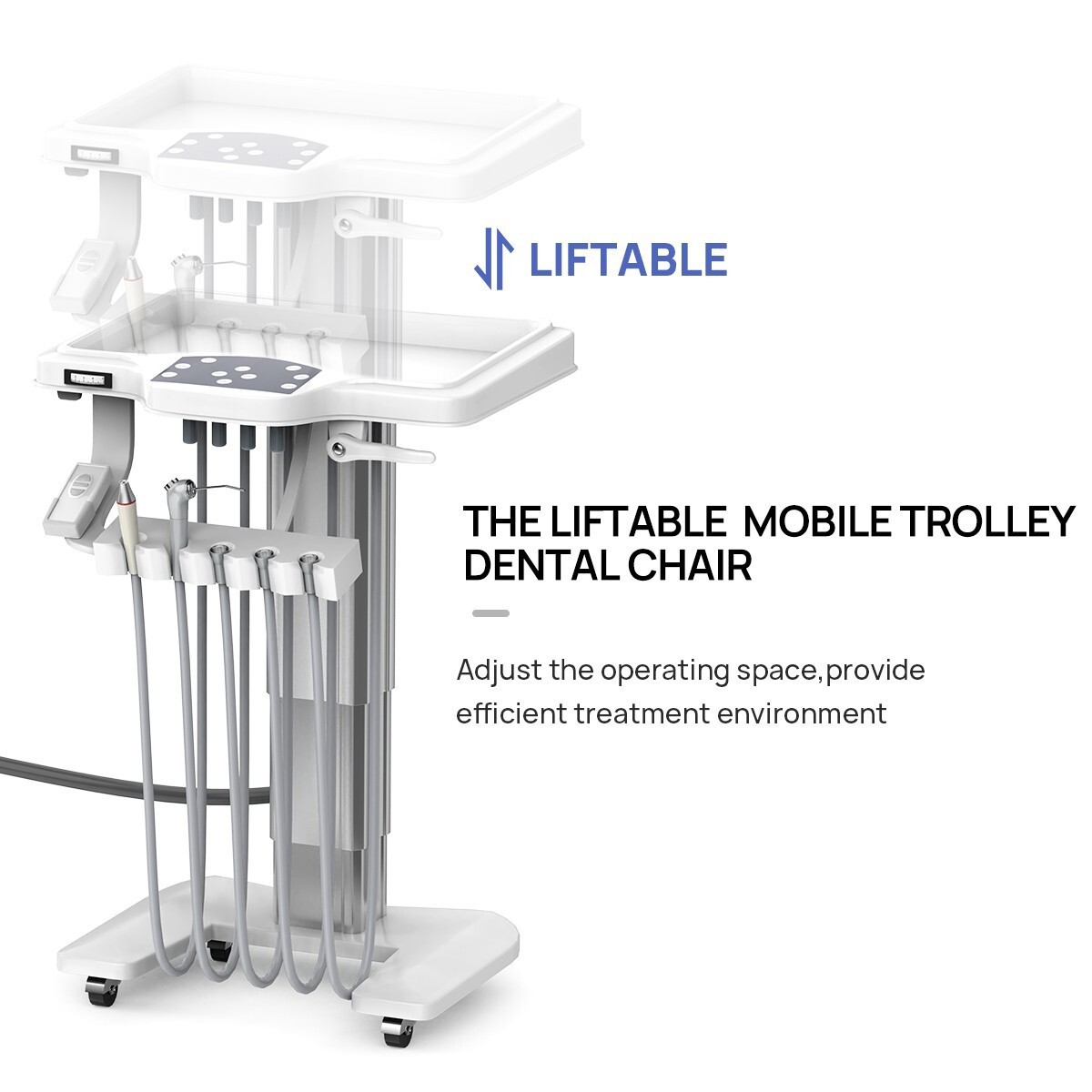 FDA Dental Chair Unit Computer Control Liftable Trolley / Delivery Unit Cart