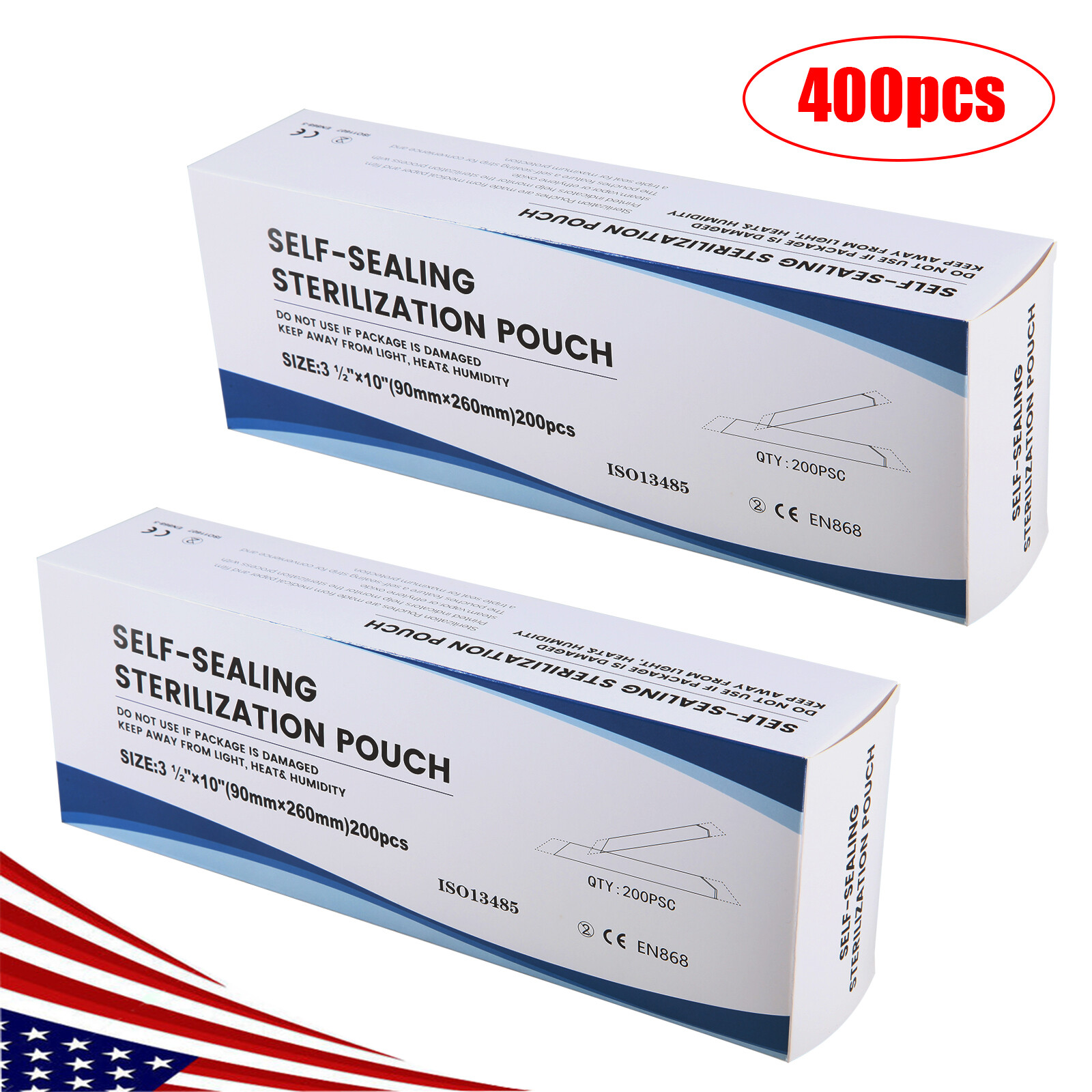 Sterilization Pouches- 3.5 ” x 10 ” Dental Medical Self Seal Pouch Bag Up to 400