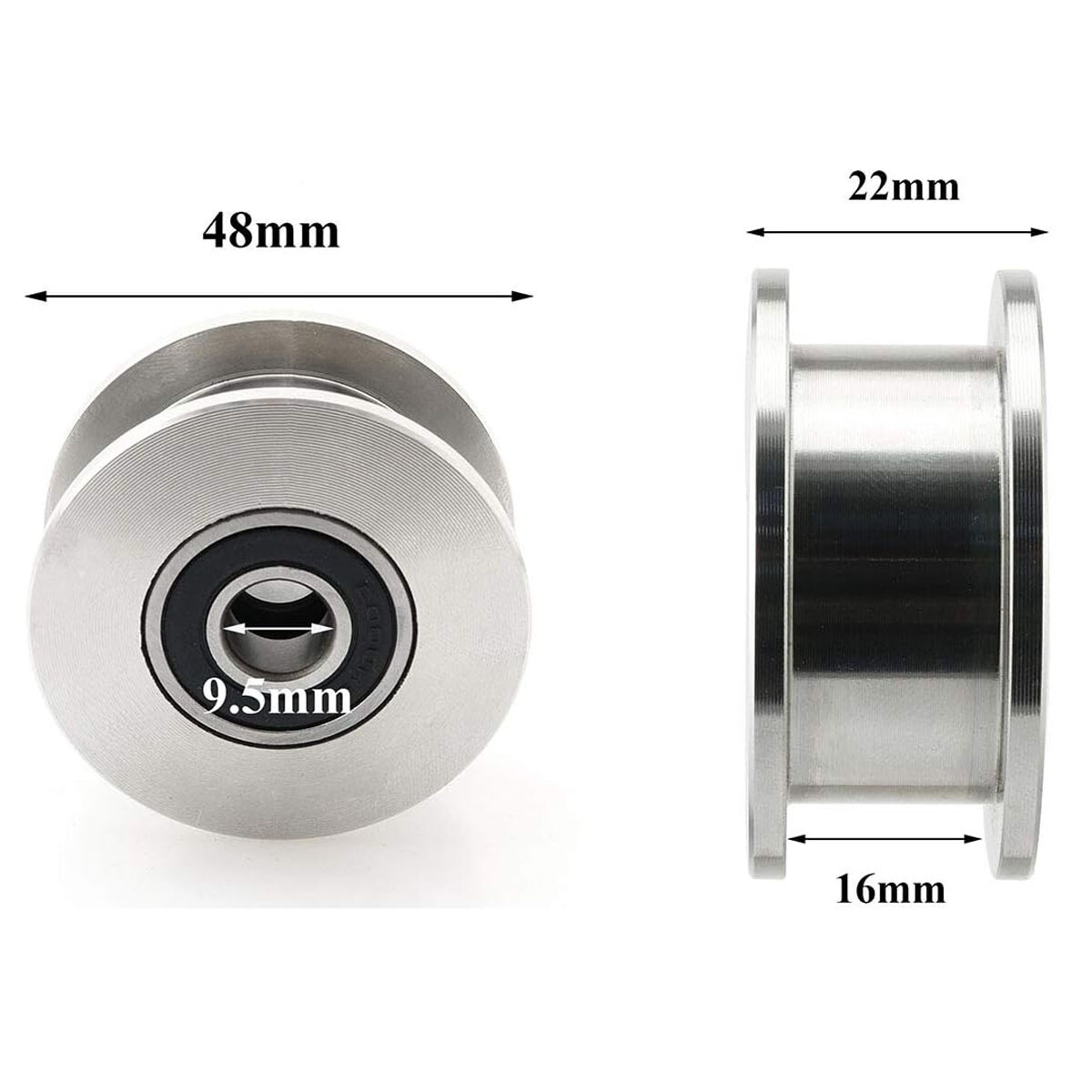 2 Pack U/V/H Groove Pulley Wheel for Rope Wall Mounted Silent Cable Pulley