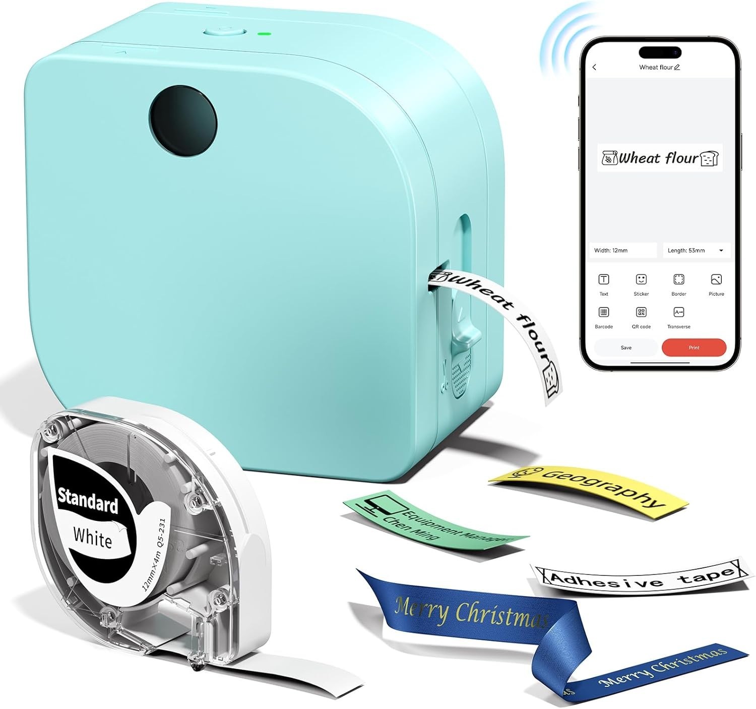 Phomemo Label Maker Machine with Tape, P12 Bluetooth Mini Label Makers Thermal