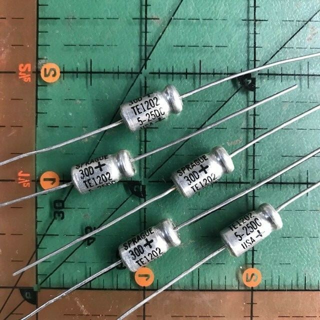 5uF 25v Sprague Axial Electrolytic Capacitor 105’c TE1202 30D Mini Audio 5pcs