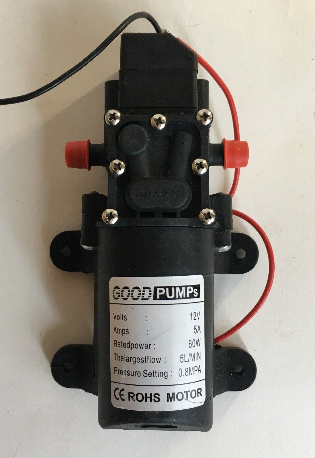 DC 12V Diaphragm Pump 60W 5 L/Min 0.8 MPA Self Priming Good Pumps Rohs Motor