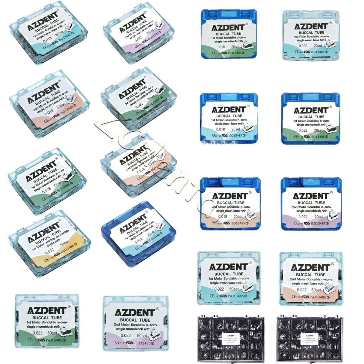 Tubos bucales adheribles ortodoncia dental 1er/2do Molar Roth/MBT 022 Monobloque