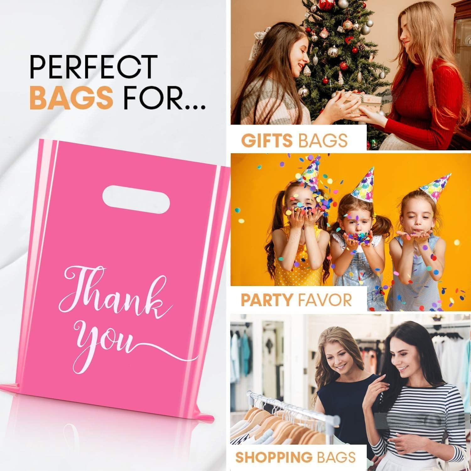 Cupplation Pink Thank You Merchandise Bags Large 9X12 Inches,100 Pack, Retail