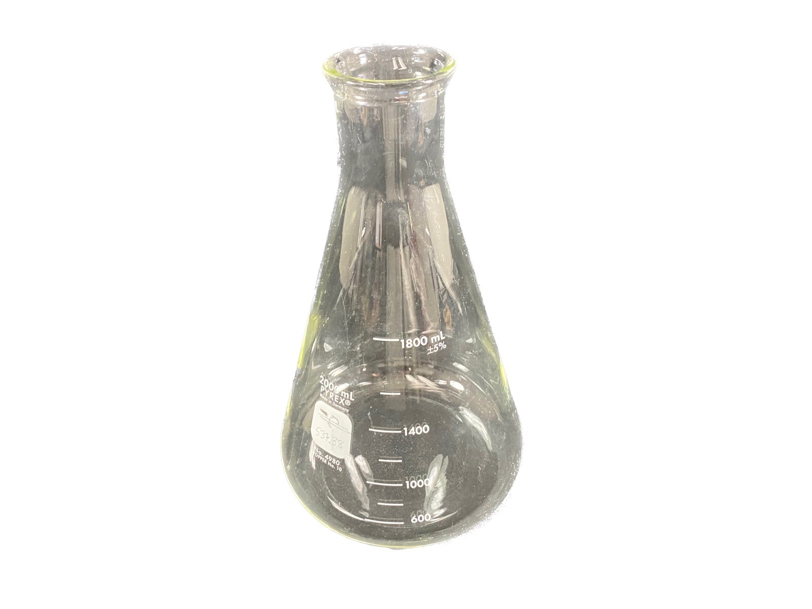 PYREX 2000mL Narrow Mouth Graduated Heavy Duty Rim Erlenmeyer Flask 4980-2L
