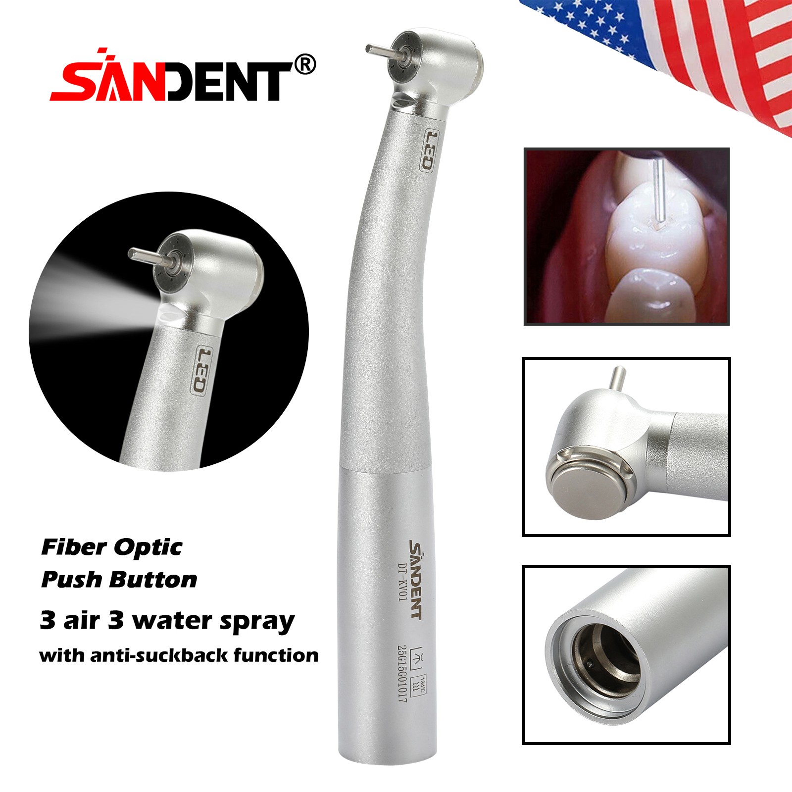 KaV type SANDENT High Speed Fiber Optic Handpiece For 4/6Hole LED Quick coupling