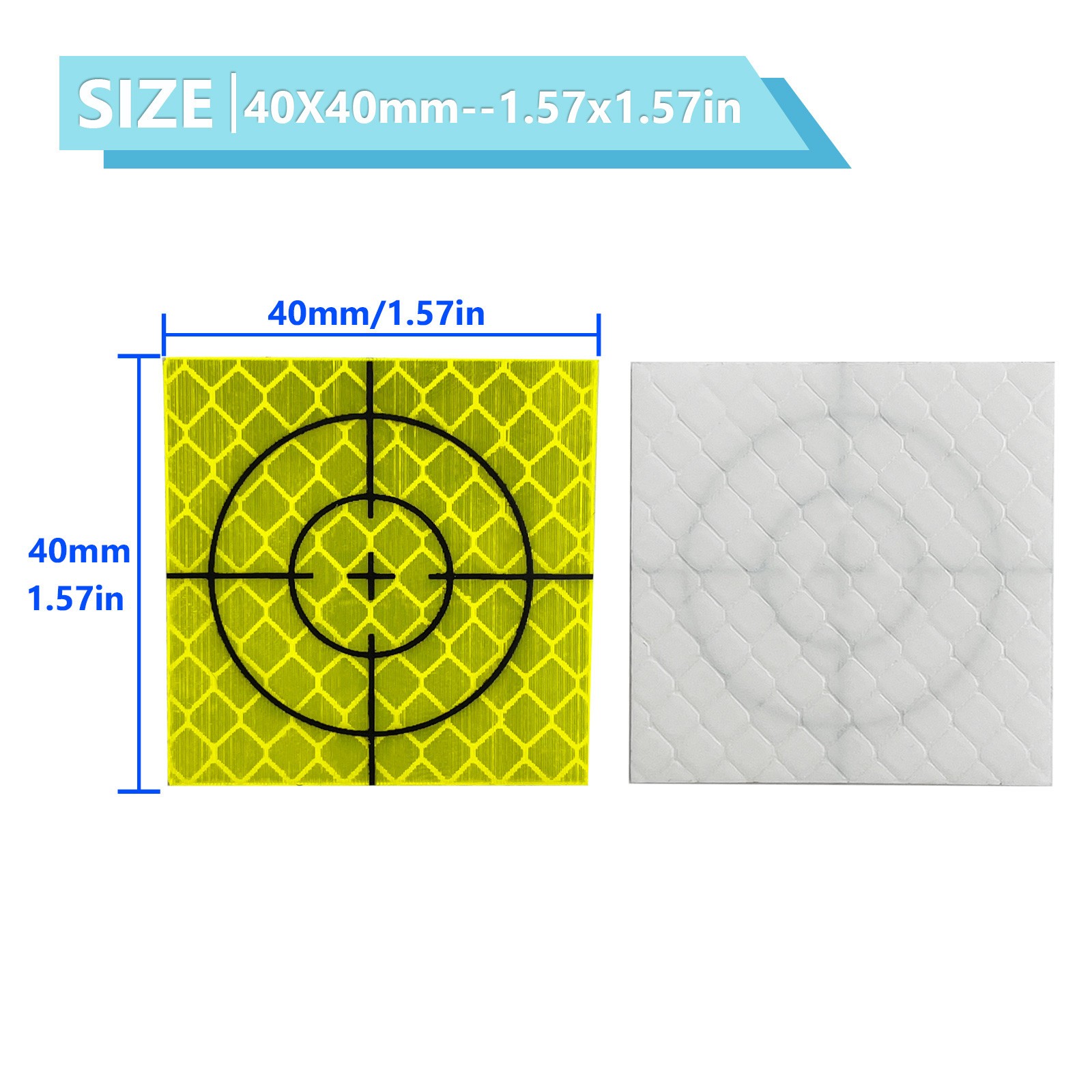 60PCS REFLECTOR REFLECTIVE SHEET 40X40MM 1.57IN REFLECTIVE TAPE TARGET SURVEYING