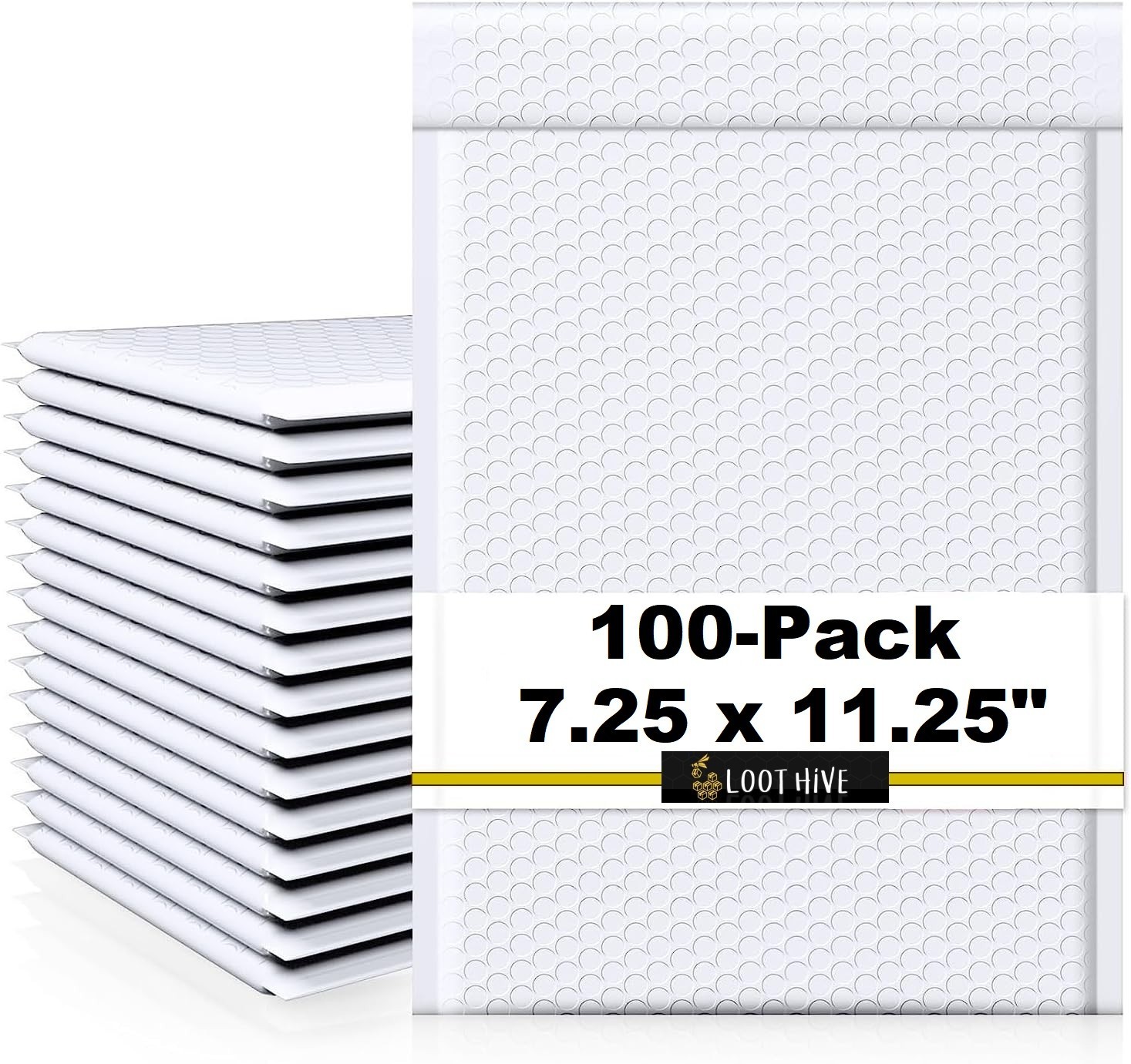 100-Pk WHITE 7.25 x 11″ Padded POLY BUBBLE MAILER #1 shipping DVD game envelope