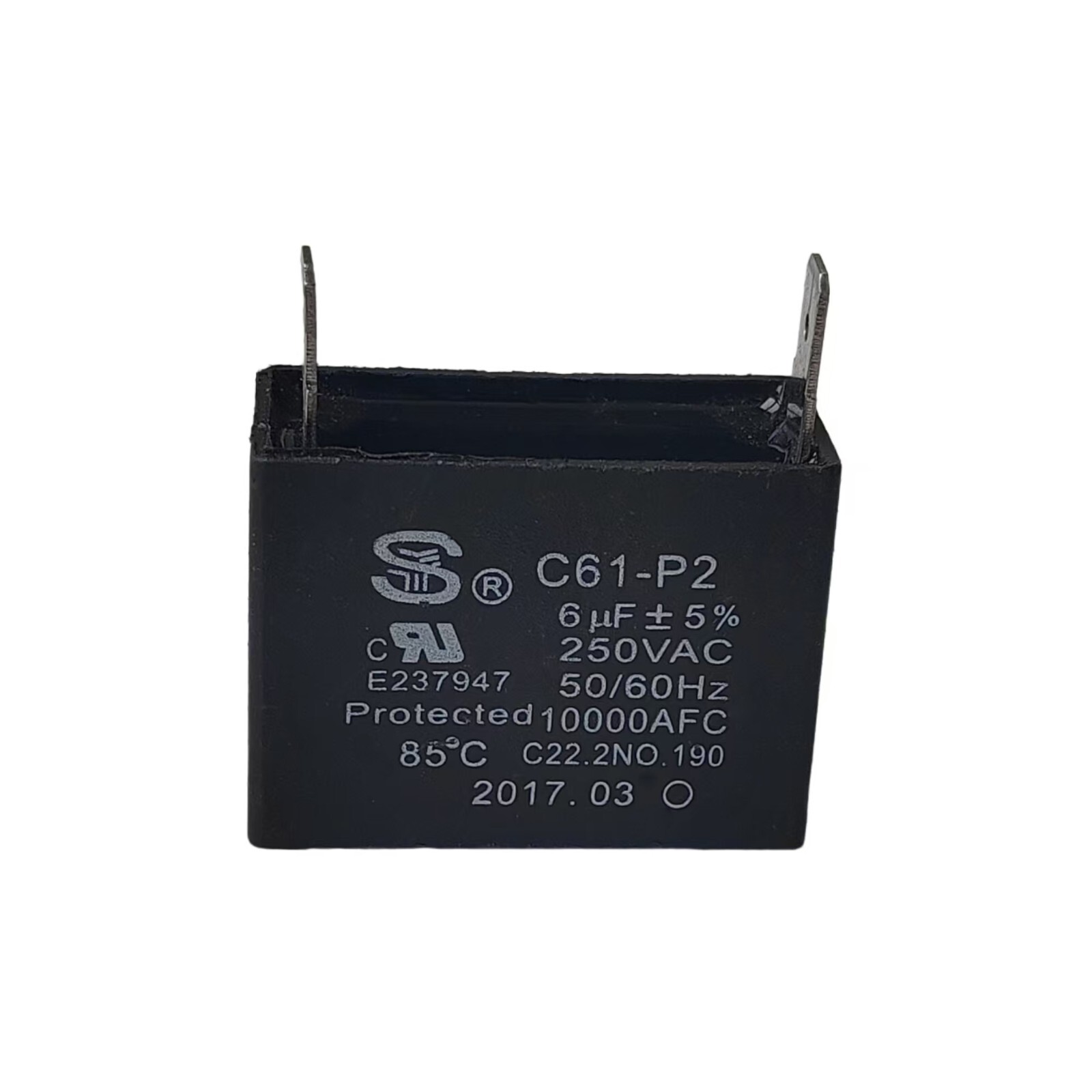 1pcs New C61-P2 6uF 250VAC 50/60Hz 10000AFC C22.2NO.190 85℃ Capacitor E237947