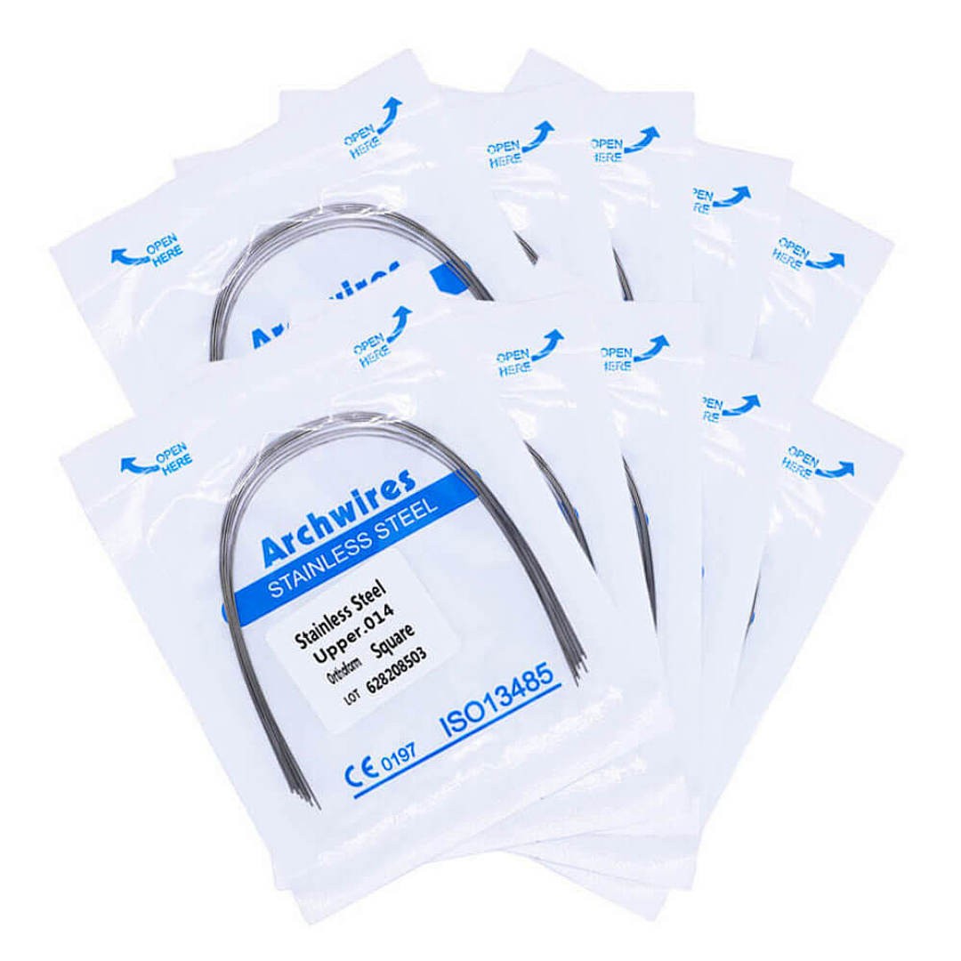 100×Dental Orthodontic Stainless Steel Round Arch Wires Square Form 014 Upper