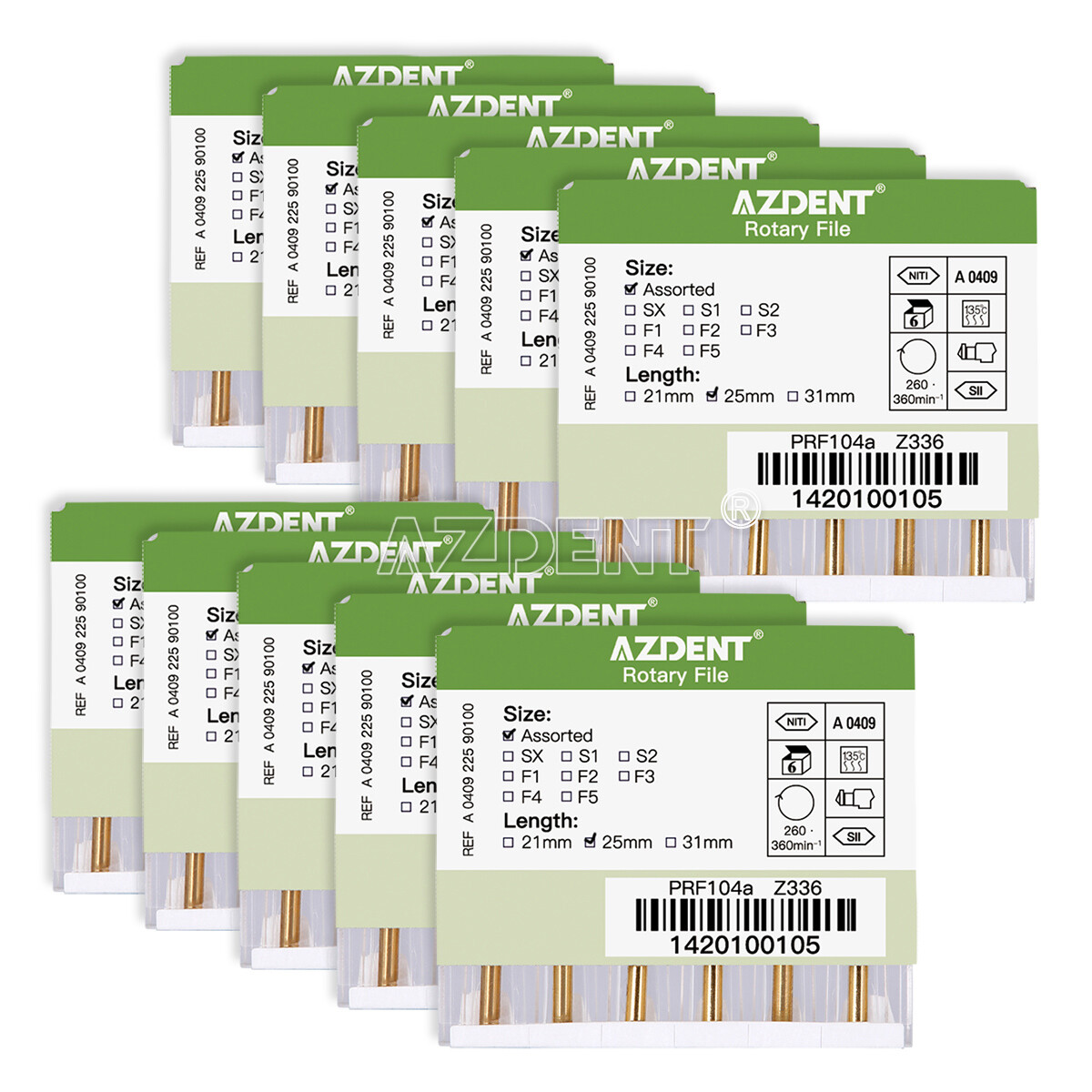 AZDENT Dental Endodontic Endo Rotary Files Heat Activated Niti Engine Use 25mm