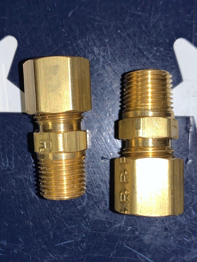 2X Merit 1/8” Male NPT X 1/4” Compression Fitting 1/8”MNPT X 1/4”COMP BRASS