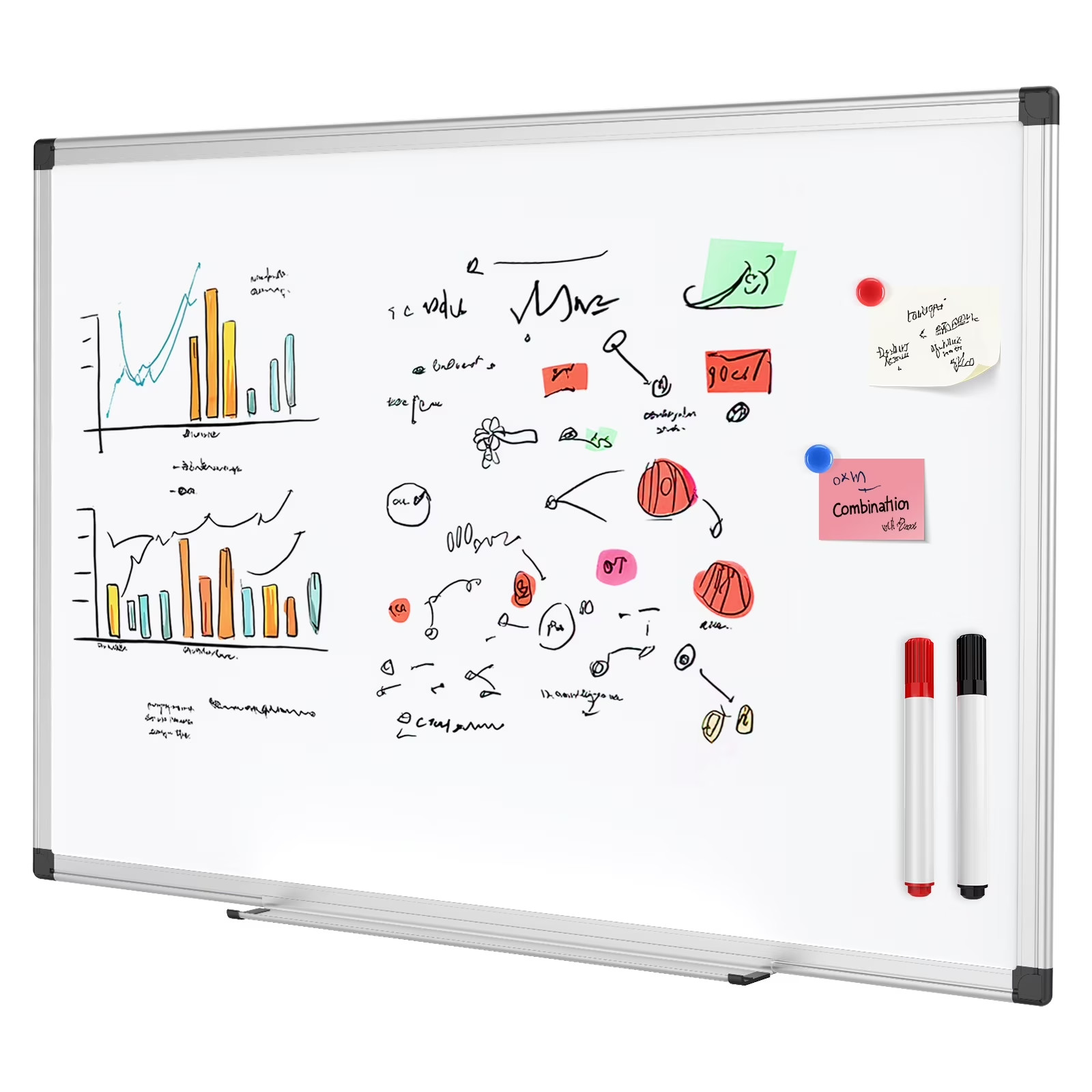 Gianna 36 X 24 inches Magnetic Dry Erase Board with Aluminum Frame, Whiteboard f