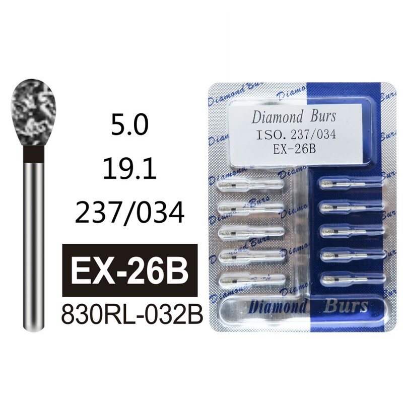 100 PCS EX-26B High Quality Black Super Coarse Pear Shape Dental Diamond Burs
