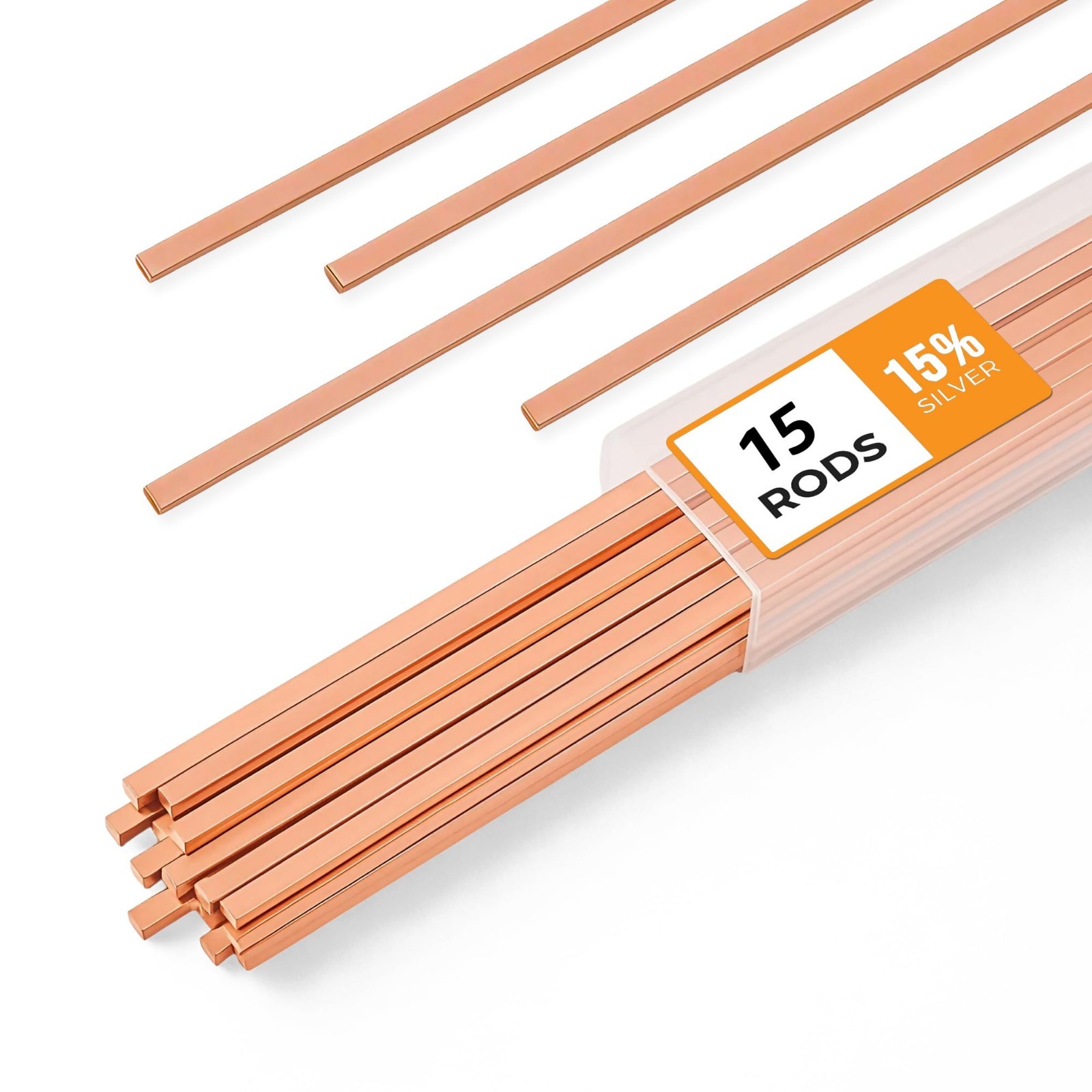 15pcs Silver Brazing Rods 15% Phos Copper Alloy Flat Welding 0.050″x1/8″x10″ HVA