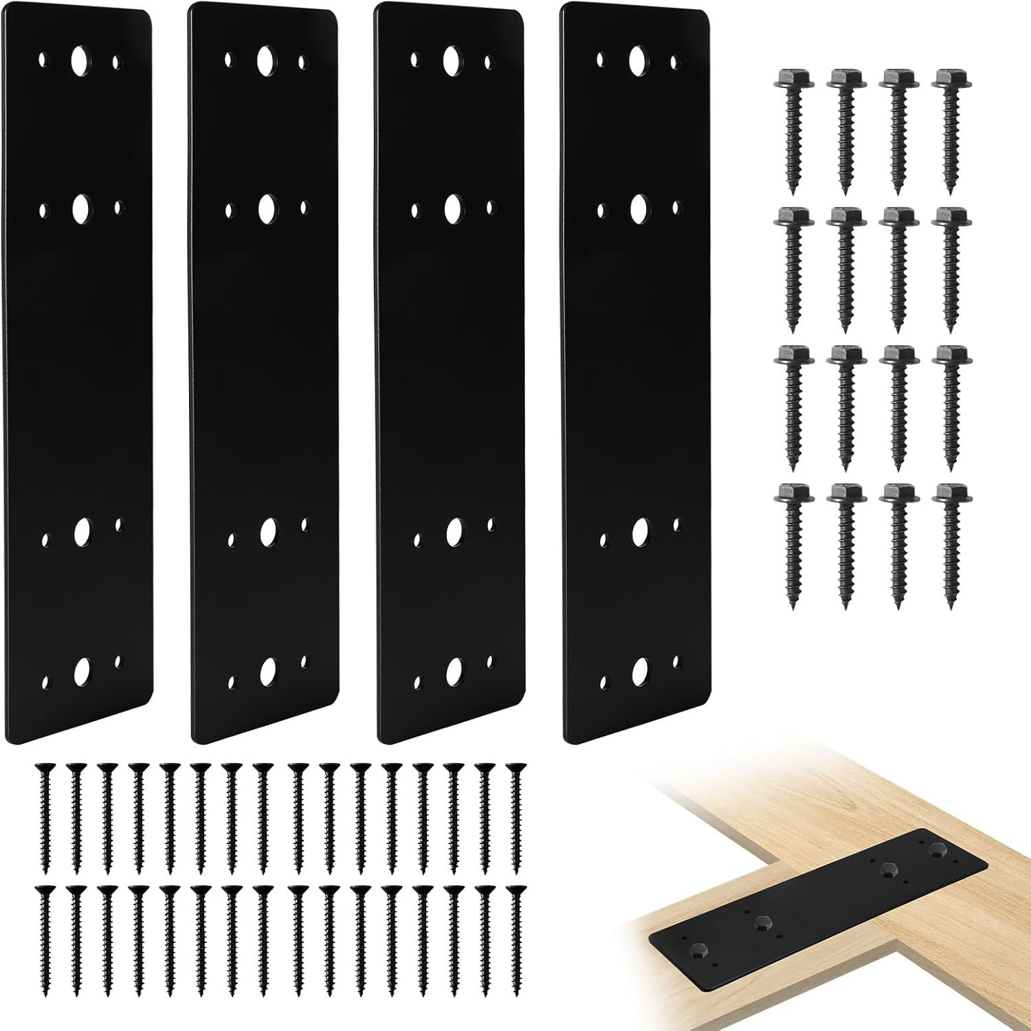 4Pcs Straight Steel Flat Plate, 10″ X 3″ Heavy Duty Mending Plate, Joining Brack