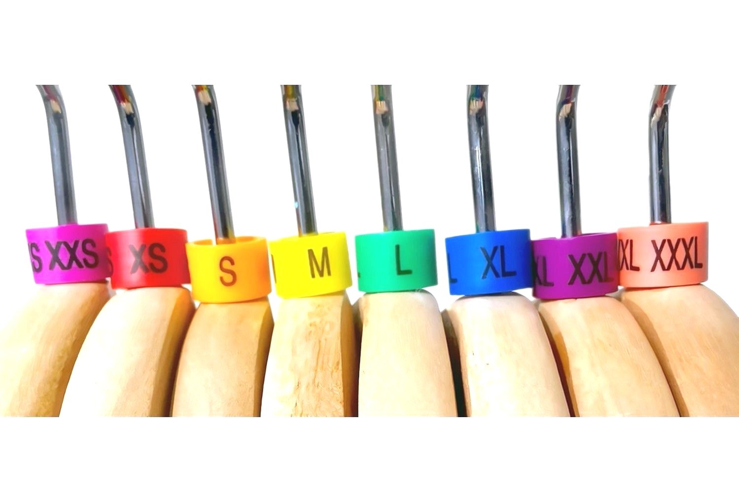 100 PCS Colored Hanger Sizer Garment Markers XXS-XXXL Plastic Size Marker Tags