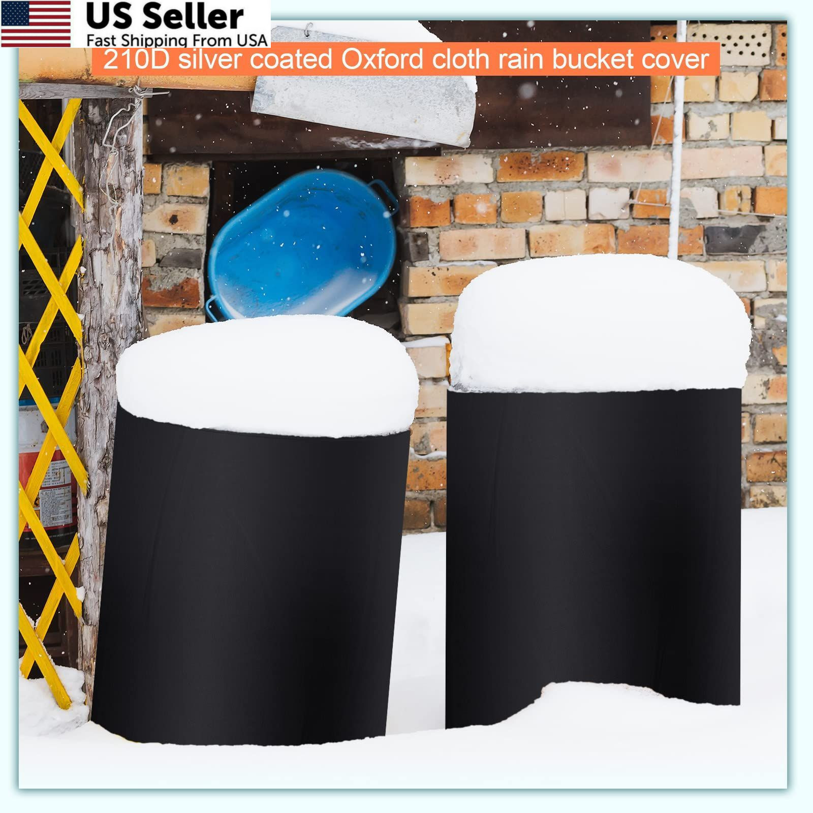 Amylove 55 Gallon Drum Cover, 210D Oxford Cloth Water Storage Barrel Black