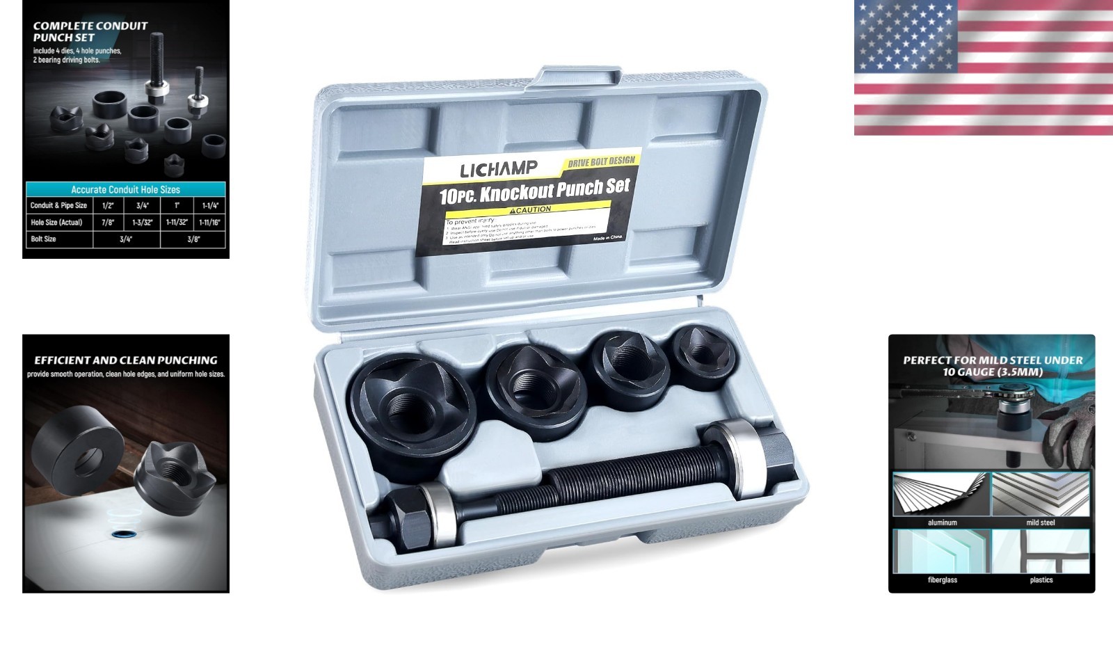 Versatile Manual Punch Kit – Heavy-Duty Metal Cutter with Multiple Hole Sizes
