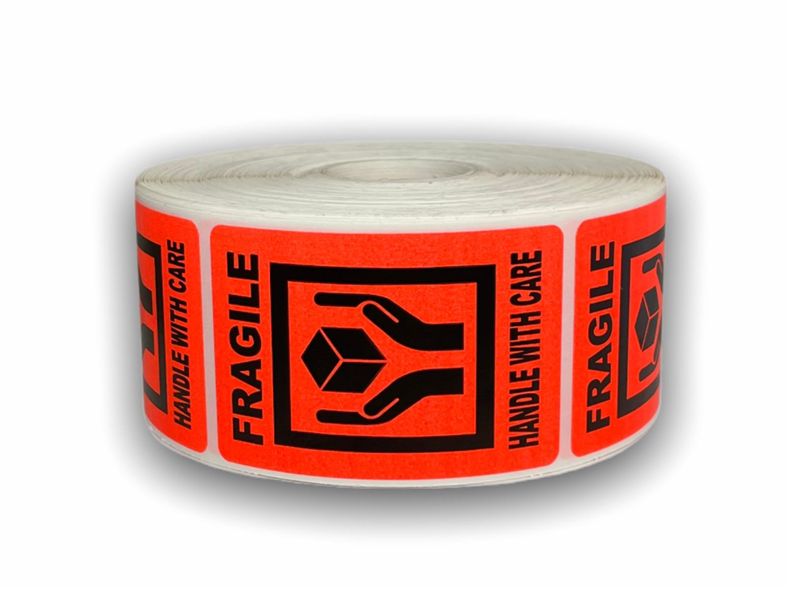 2×3, FRAGILE (Hands holding box icon), 500 labels per roll, 1-60 Rolls
